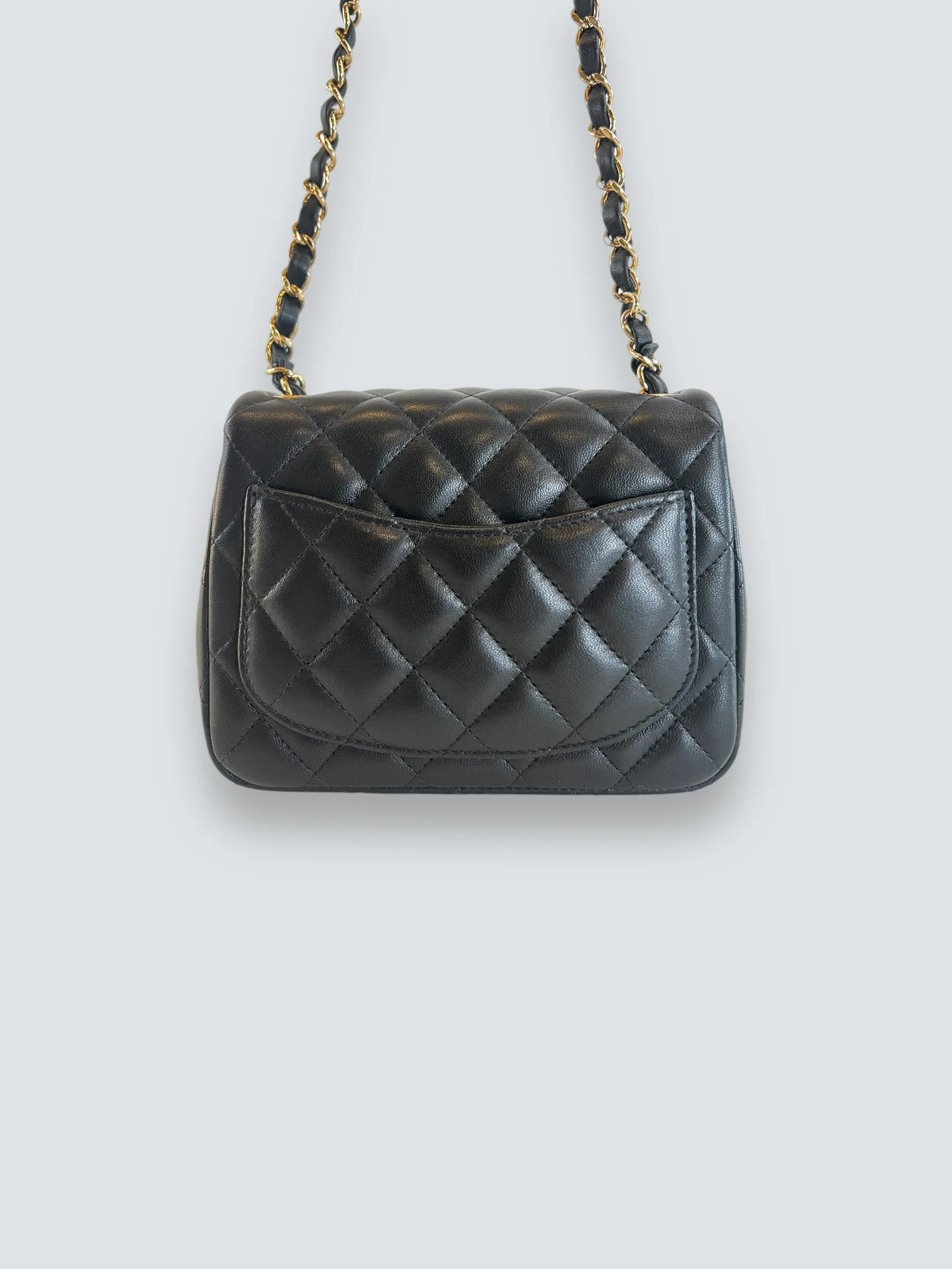 Chanel Black Lambskin Leather Mini Square