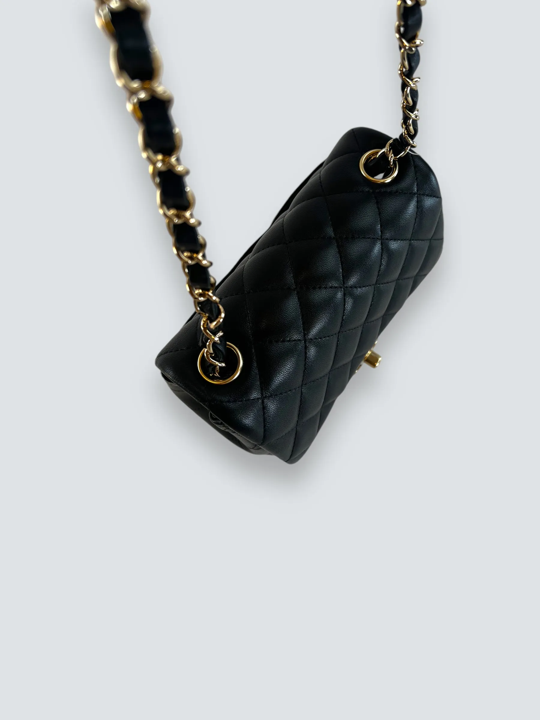 Chanel Black Lambskin Leather Mini Square