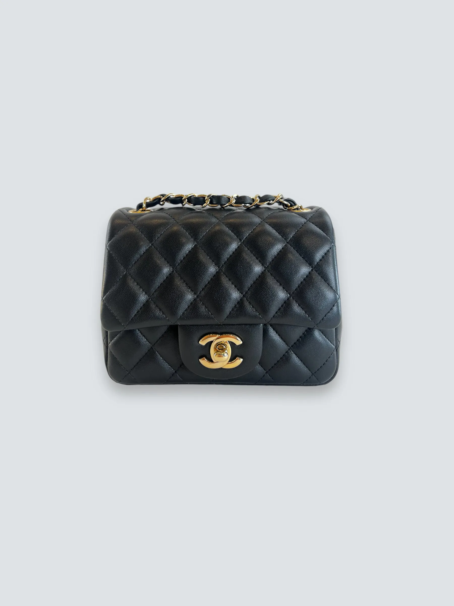 Chanel Black Lambskin Leather Mini Square