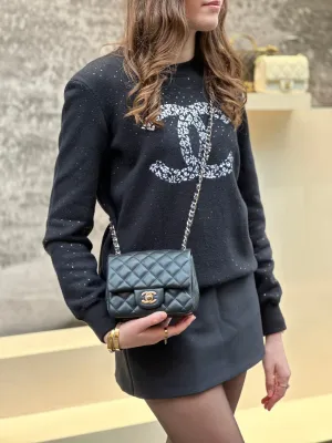 Chanel Black Lambskin Leather Mini Square