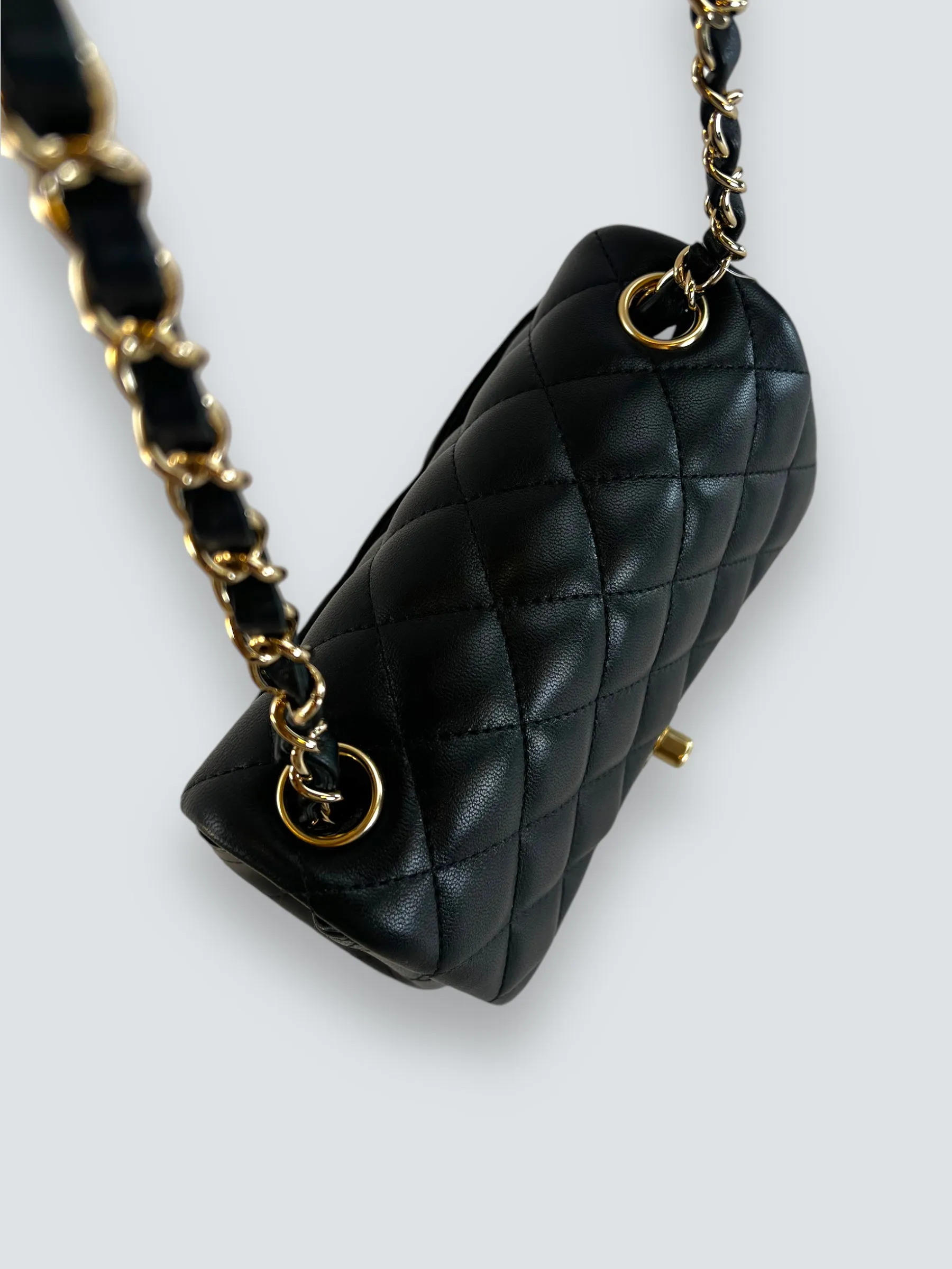 Chanel Black Lambskin Leather Mini Square