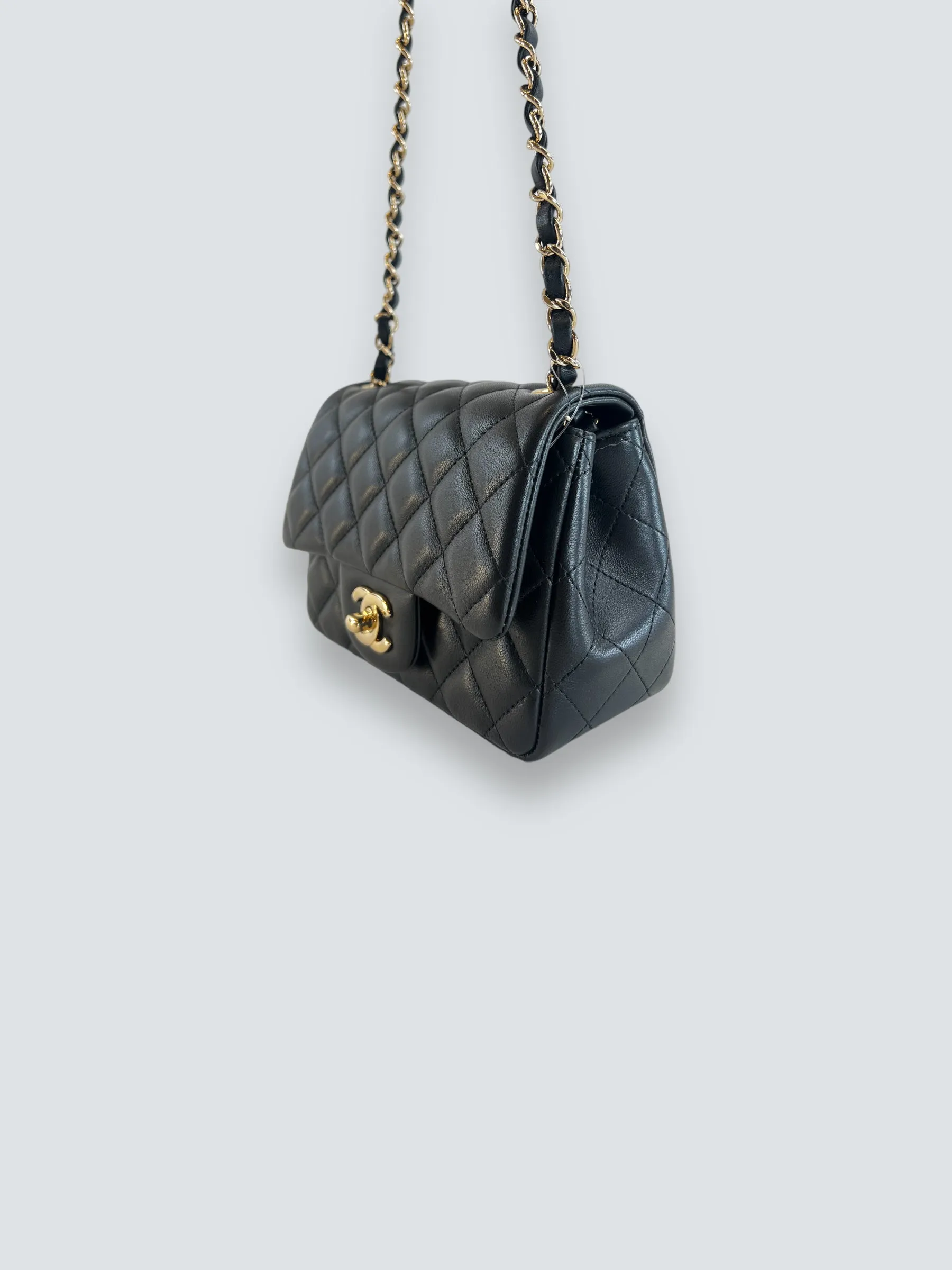 Chanel Black Lambskin Leather Mini Square