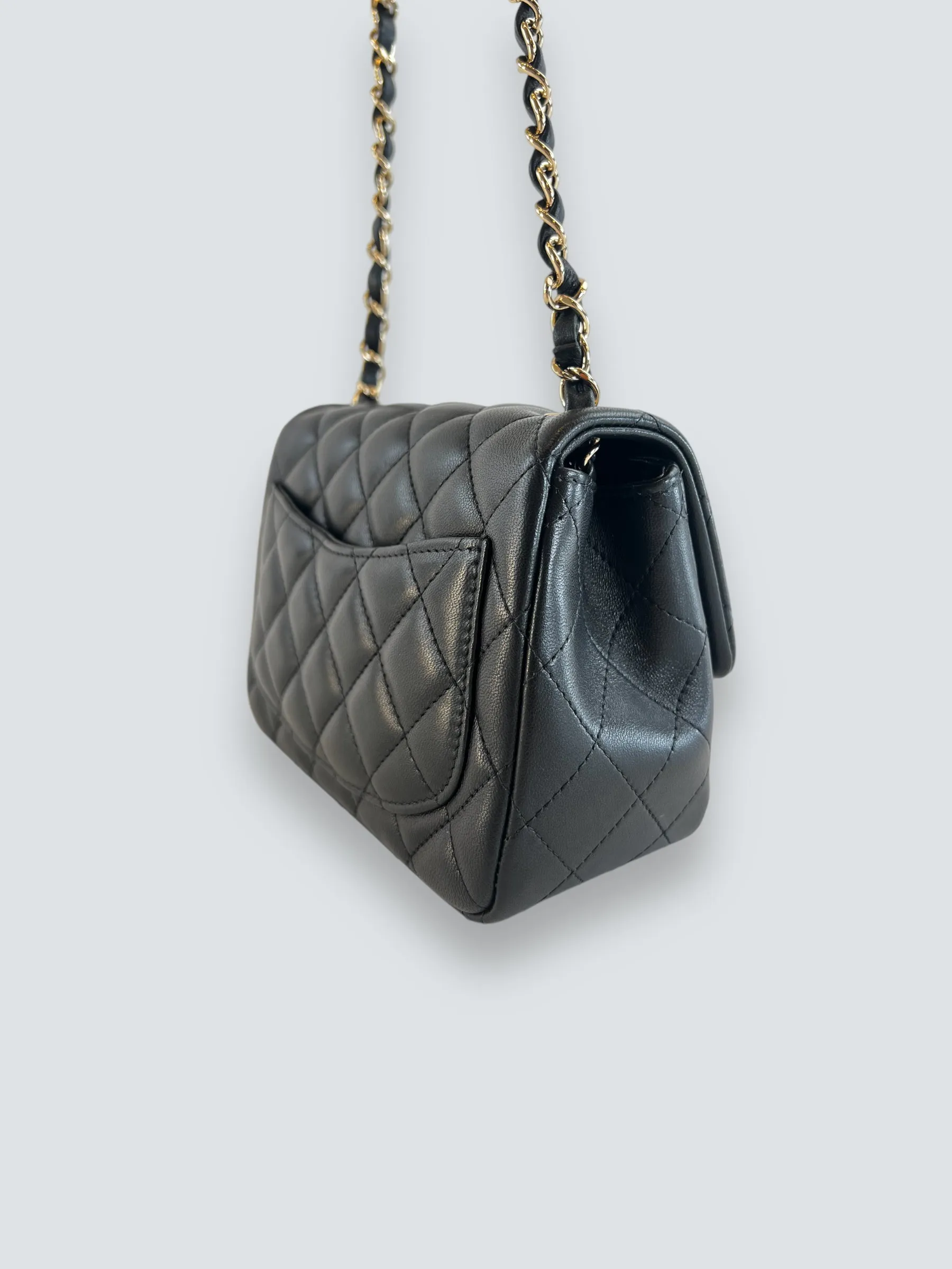 Chanel Black Lambskin Leather Mini Square