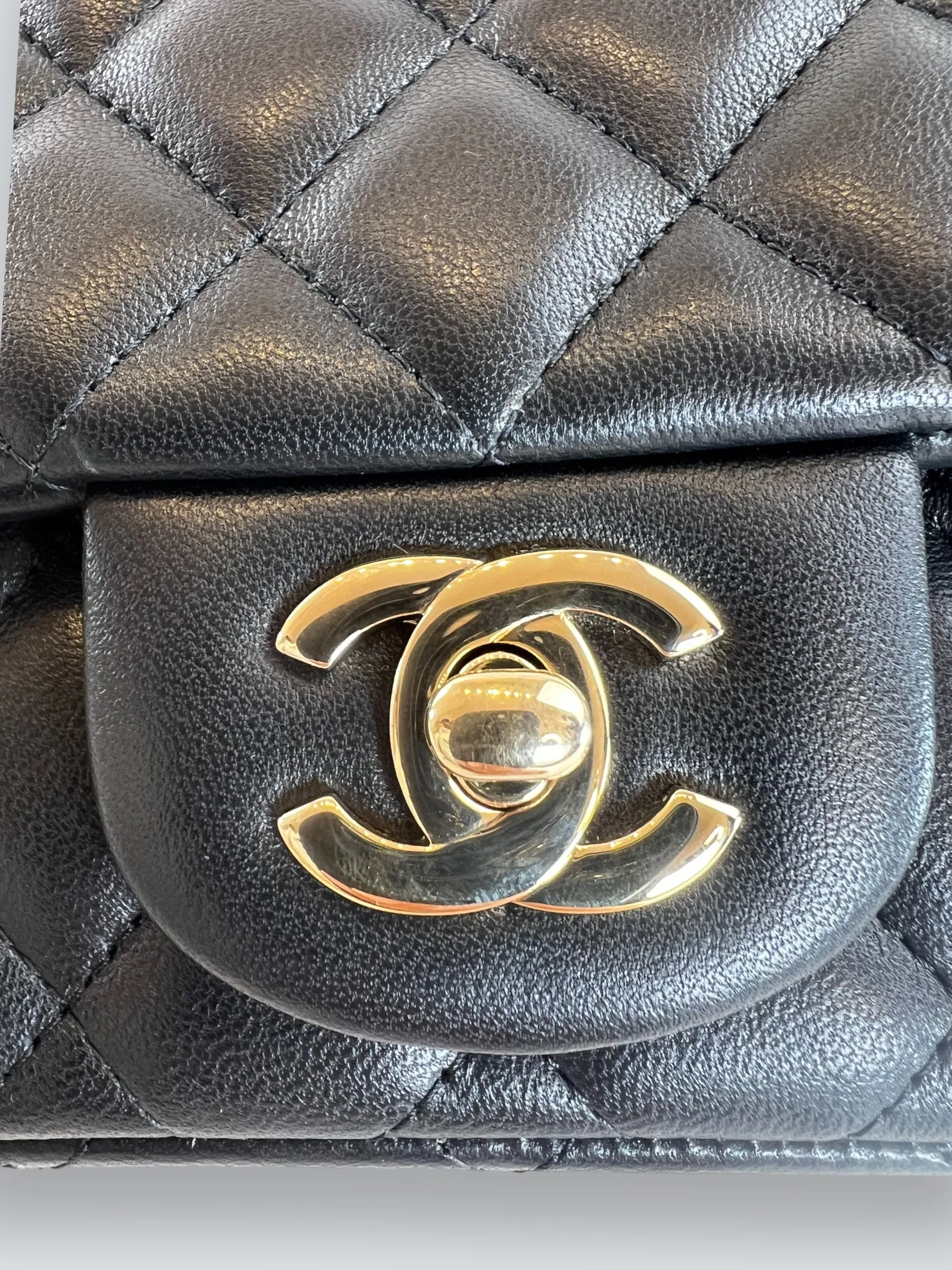 Chanel Black Lambskin Leather Mini Square