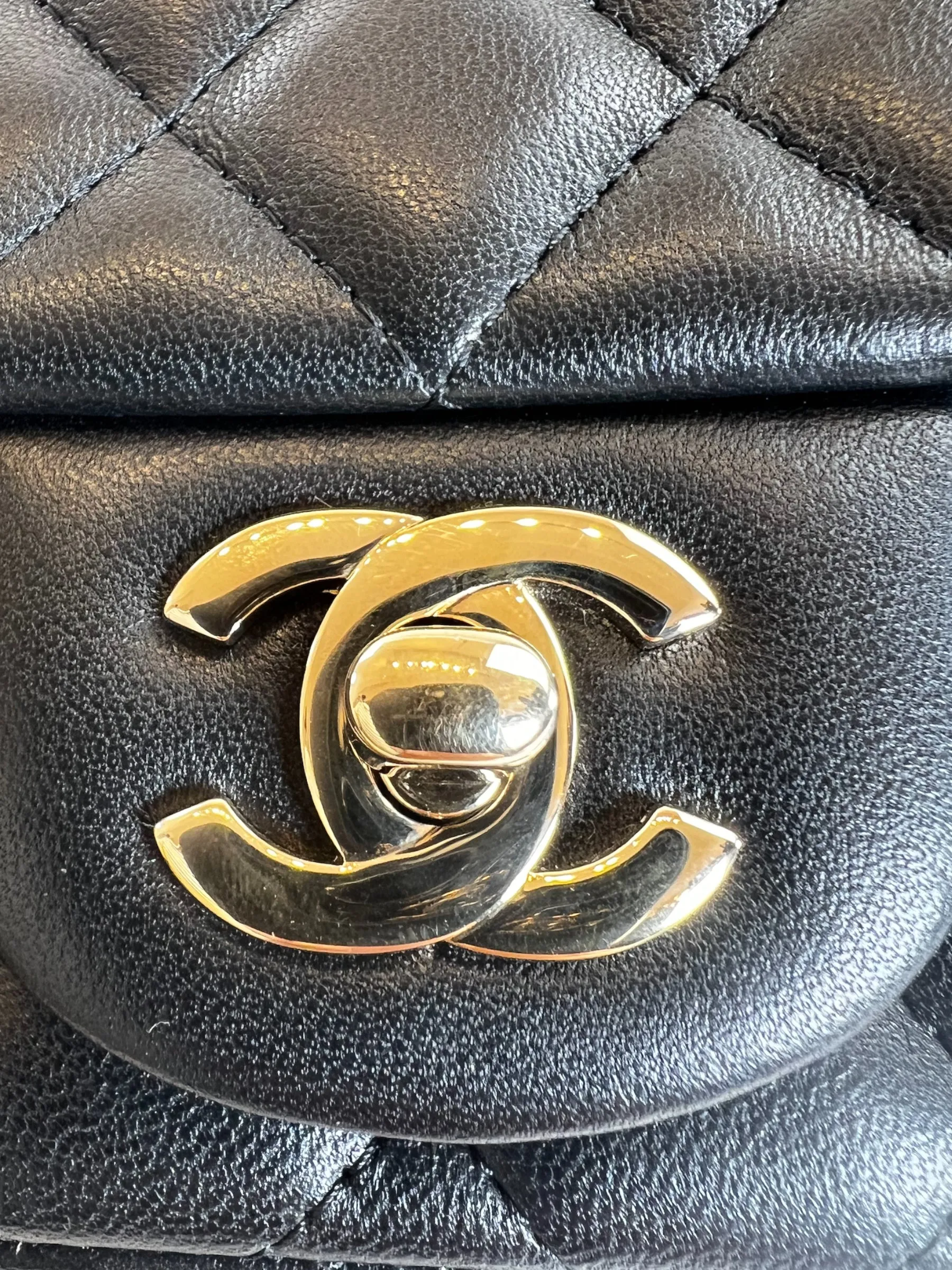 Chanel Black Lambskin Leather Mini Square