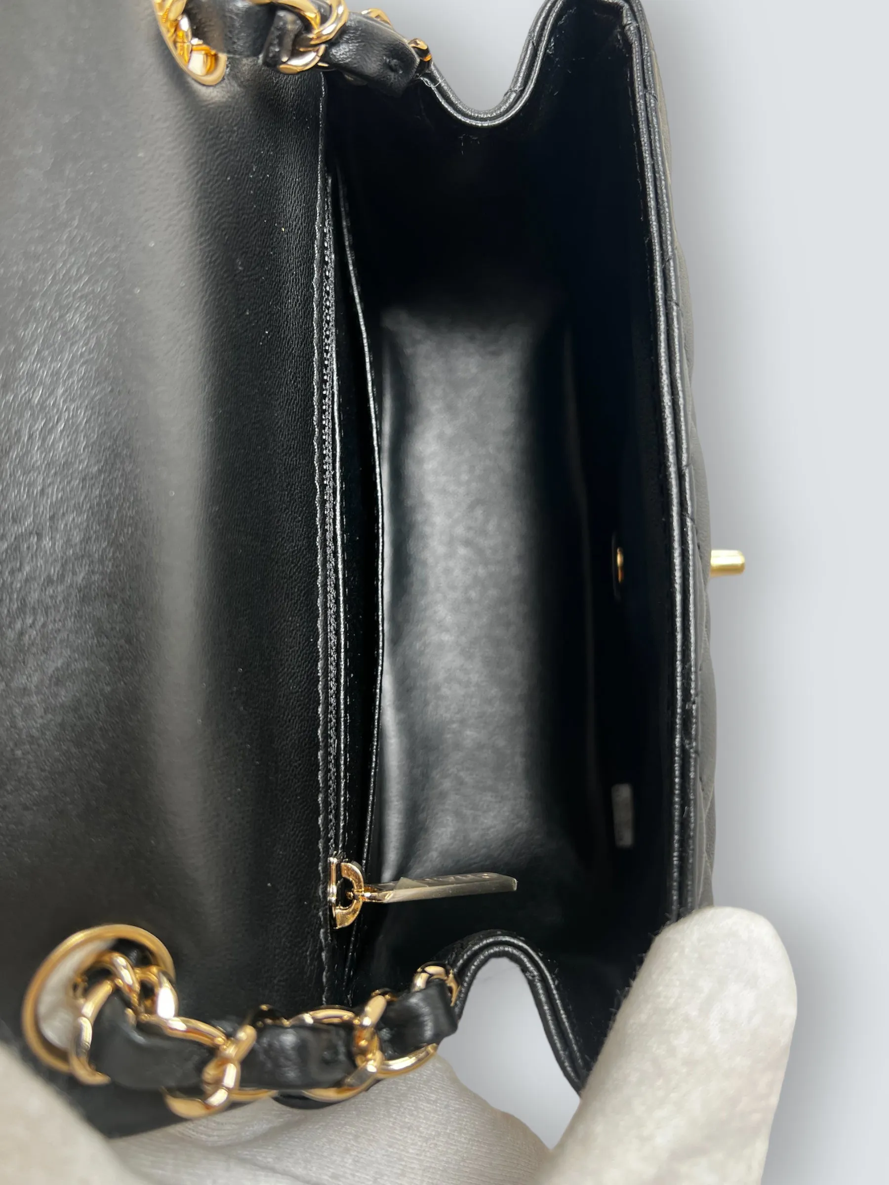 Chanel Black Lambskin Leather Mini Square
