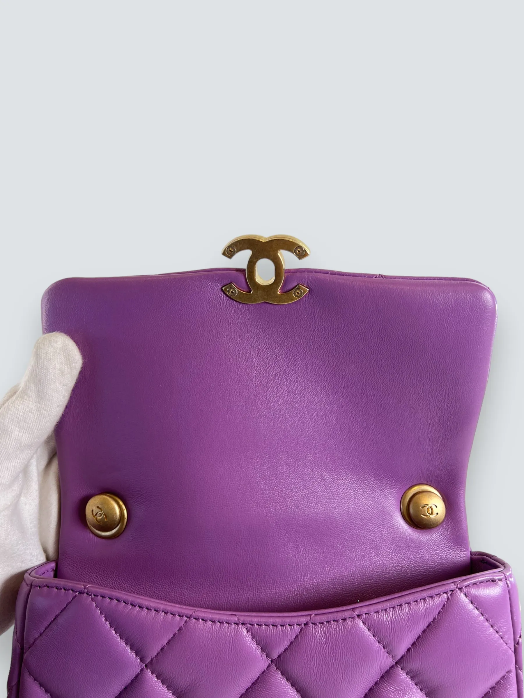 Chanel Lilac Lambskin Leather Mini Lacquered Chain Flap