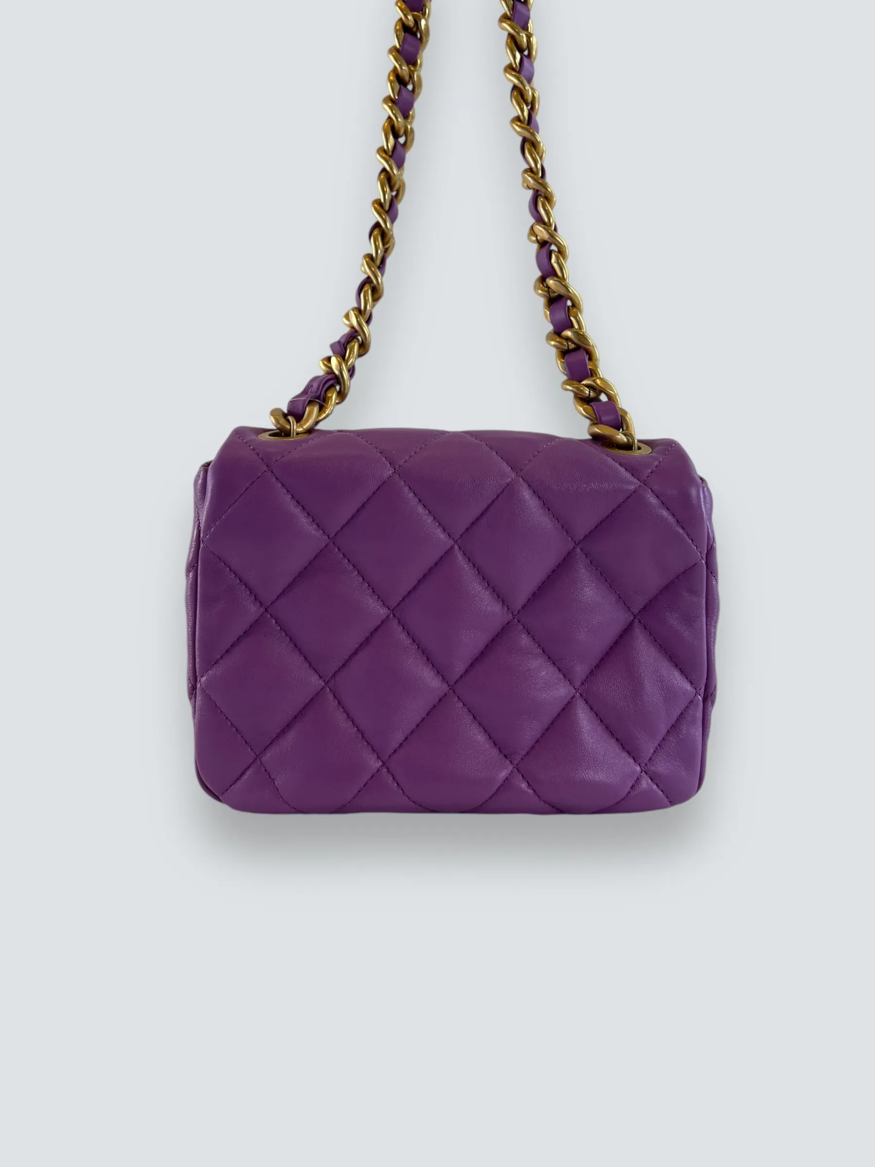 Chanel Lilac Lambskin Leather Mini Lacquered Chain Flap