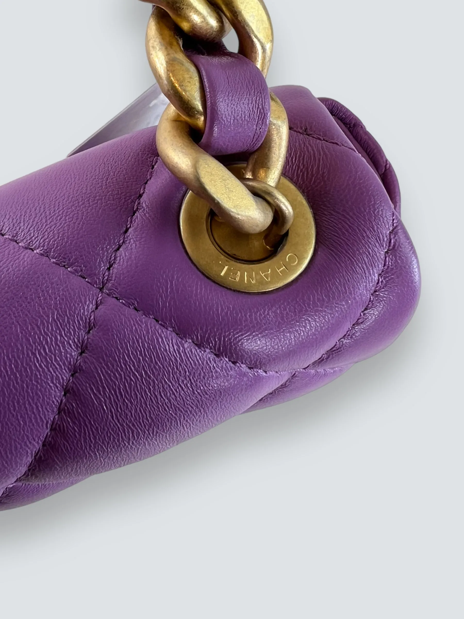 Chanel Lilac Lambskin Leather Mini Lacquered Chain Flap