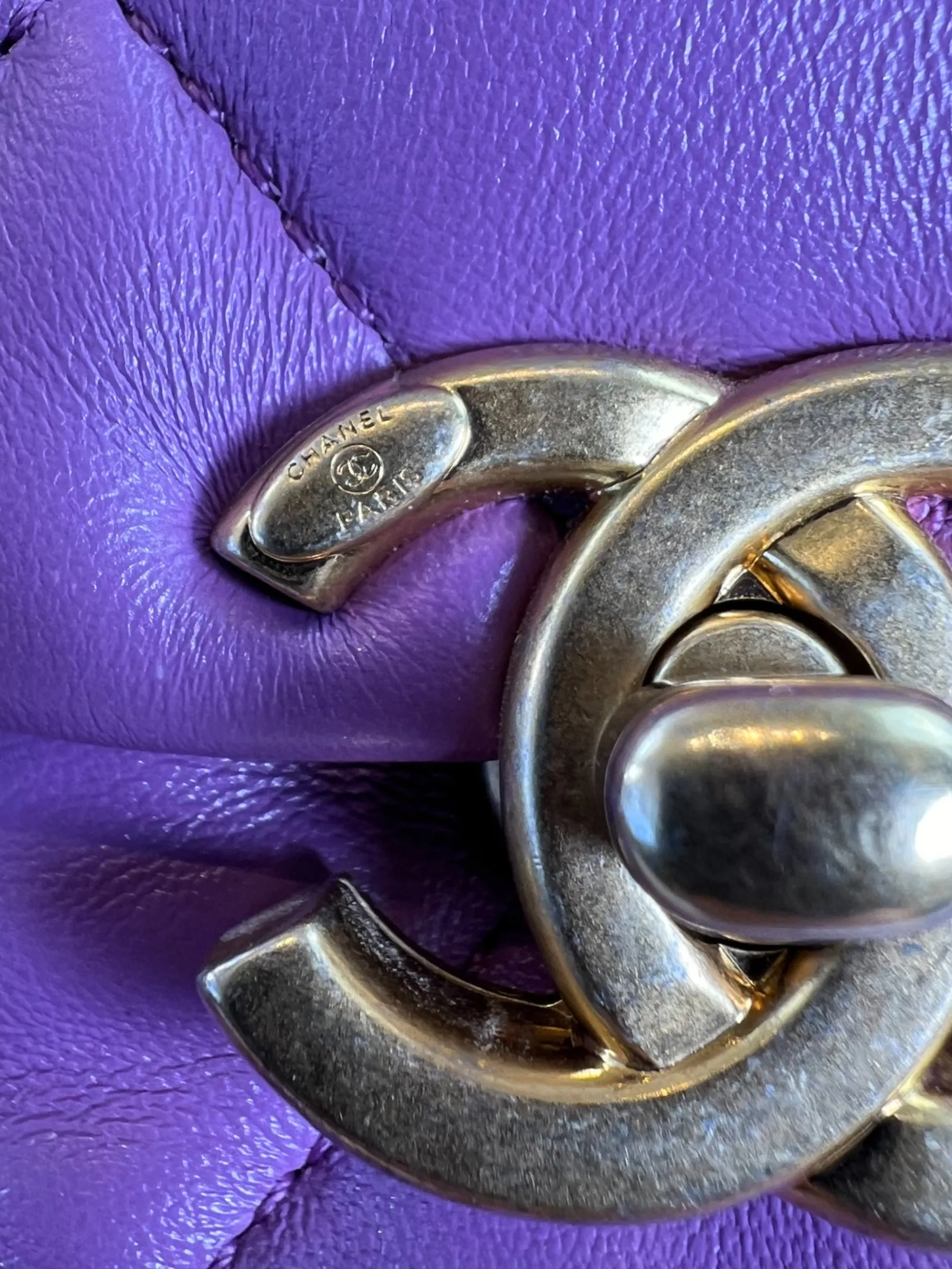 Chanel Lilac Lambskin Leather Mini Lacquered Chain Flap