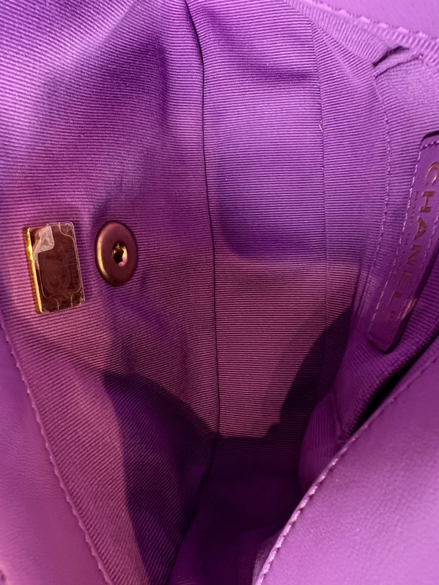 Chanel Lilac Lambskin Leather Mini Lacquered Chain Flap