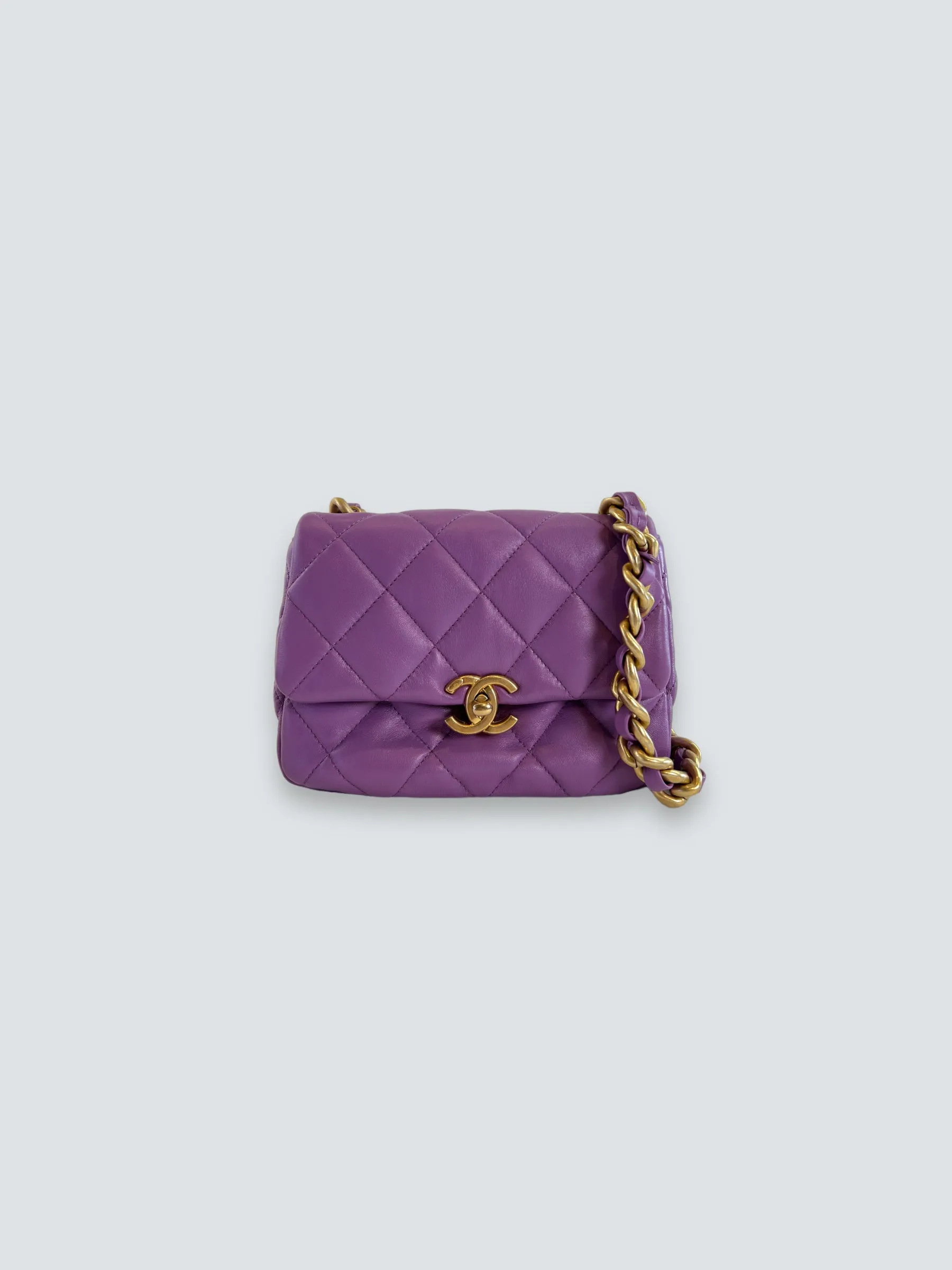 Chanel Lilac Lambskin Leather Mini Lacquered Chain Flap