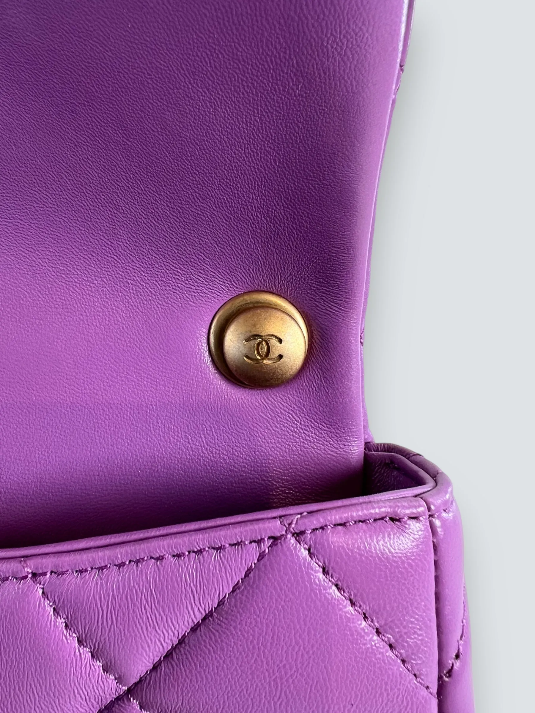 Chanel Lilac Lambskin Leather Mini Lacquered Chain Flap