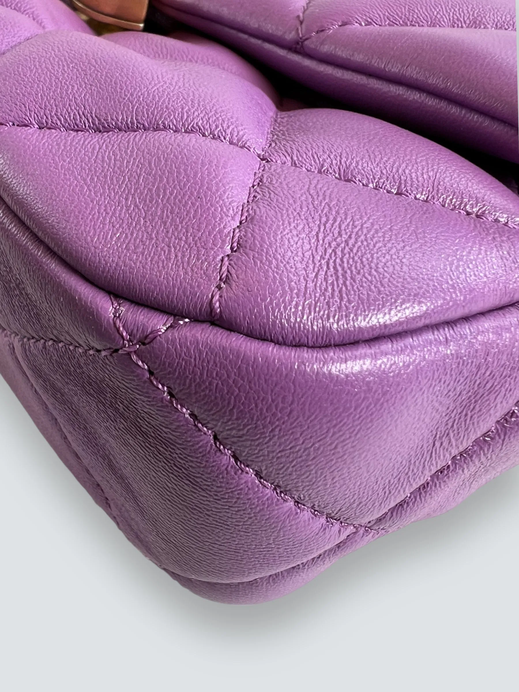 Chanel Lilac Lambskin Leather Mini Lacquered Chain Flap
