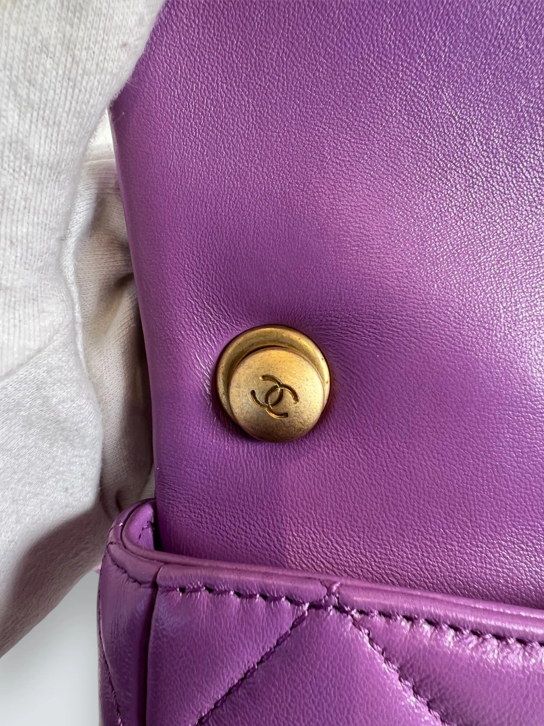 Chanel Lilac Lambskin Leather Mini Lacquered Chain Flap