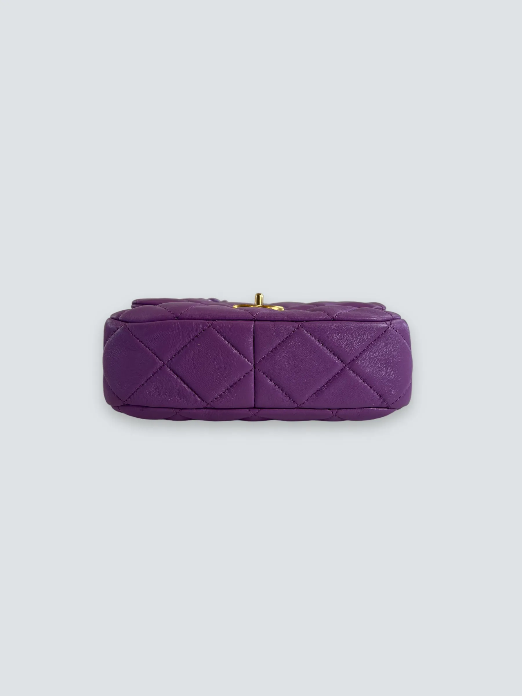Chanel Lilac Lambskin Leather Mini Lacquered Chain Flap