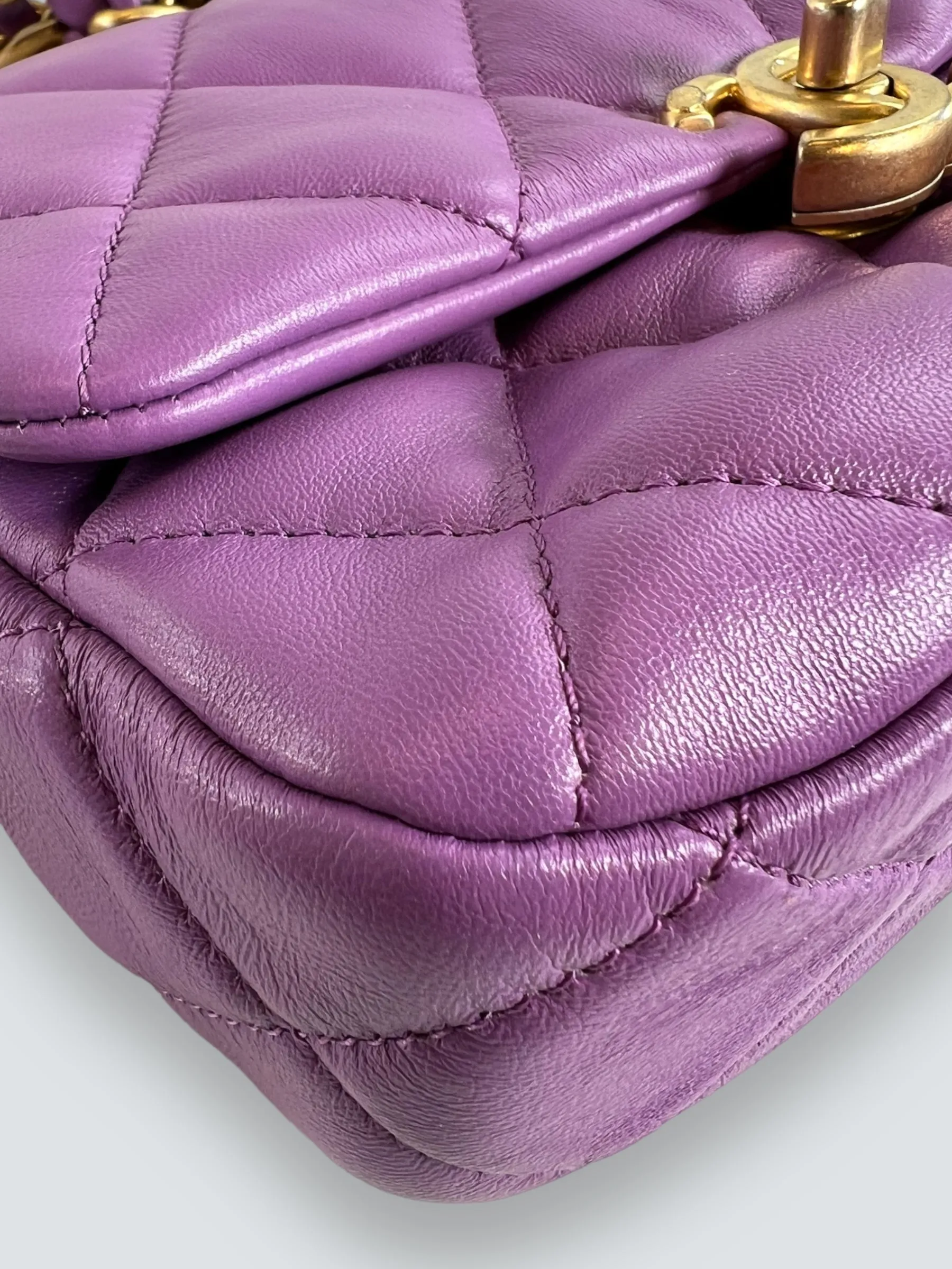 Chanel Lilac Lambskin Leather Mini Lacquered Chain Flap