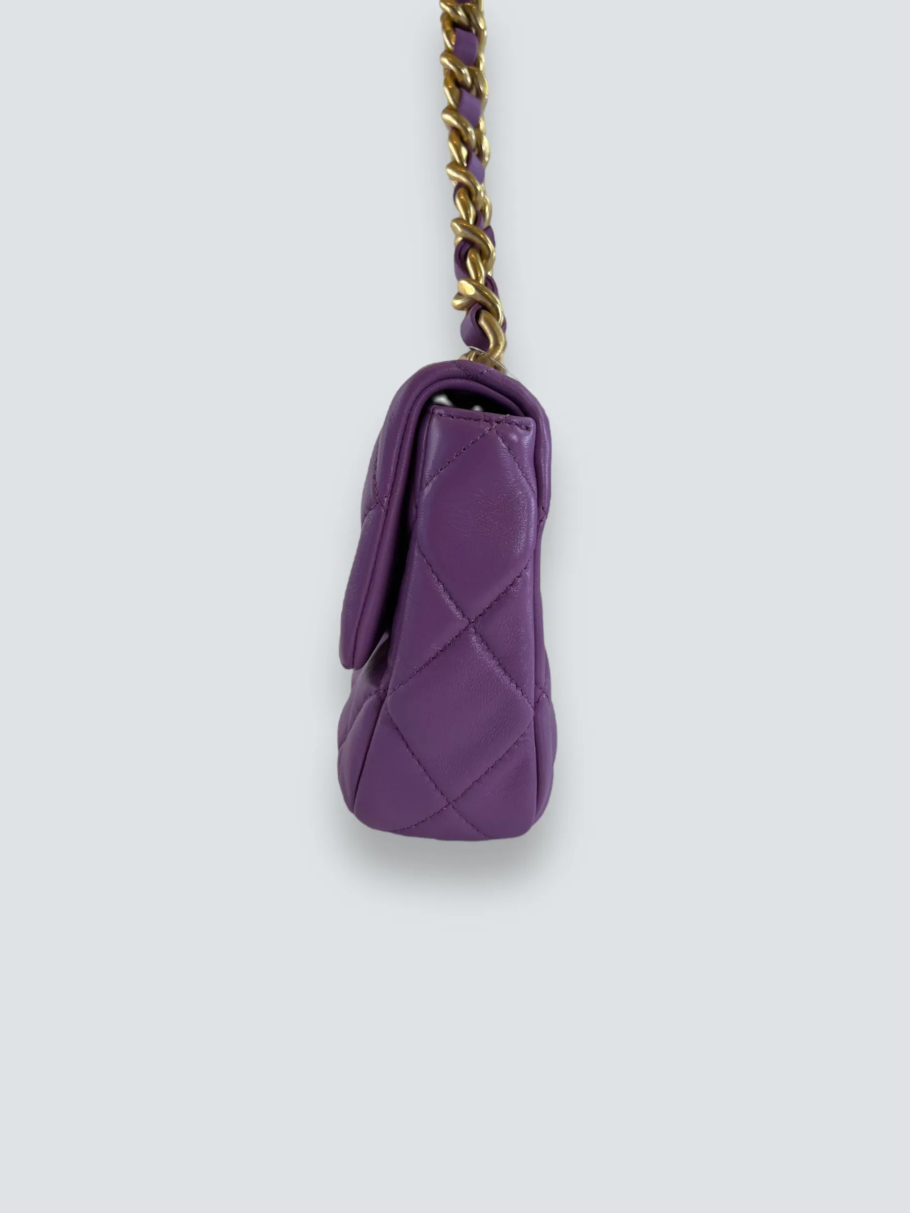 Chanel Lilac Lambskin Leather Mini Lacquered Chain Flap