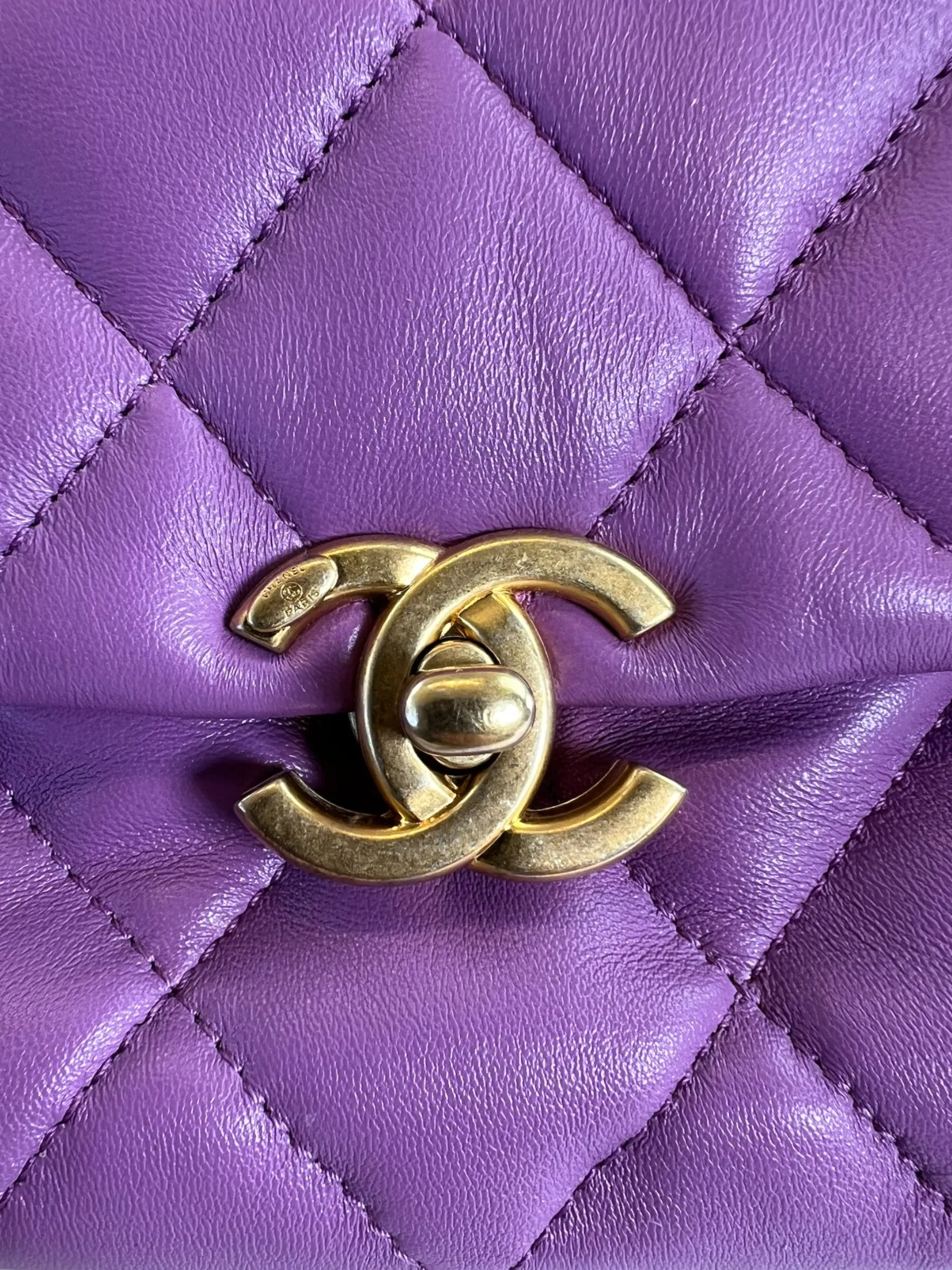 Chanel Lilac Lambskin Leather Mini Lacquered Chain Flap