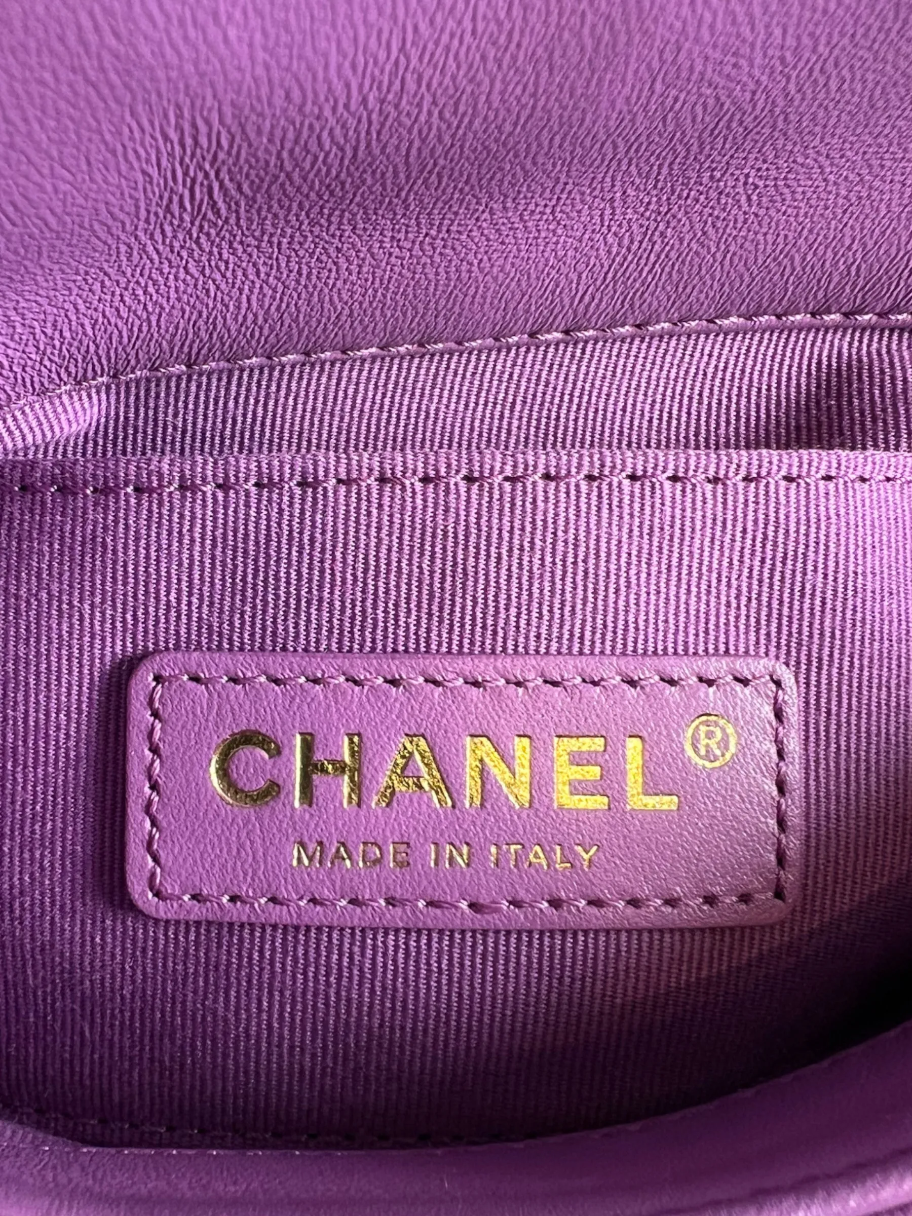 Chanel Lilac Lambskin Leather Mini Lacquered Chain Flap