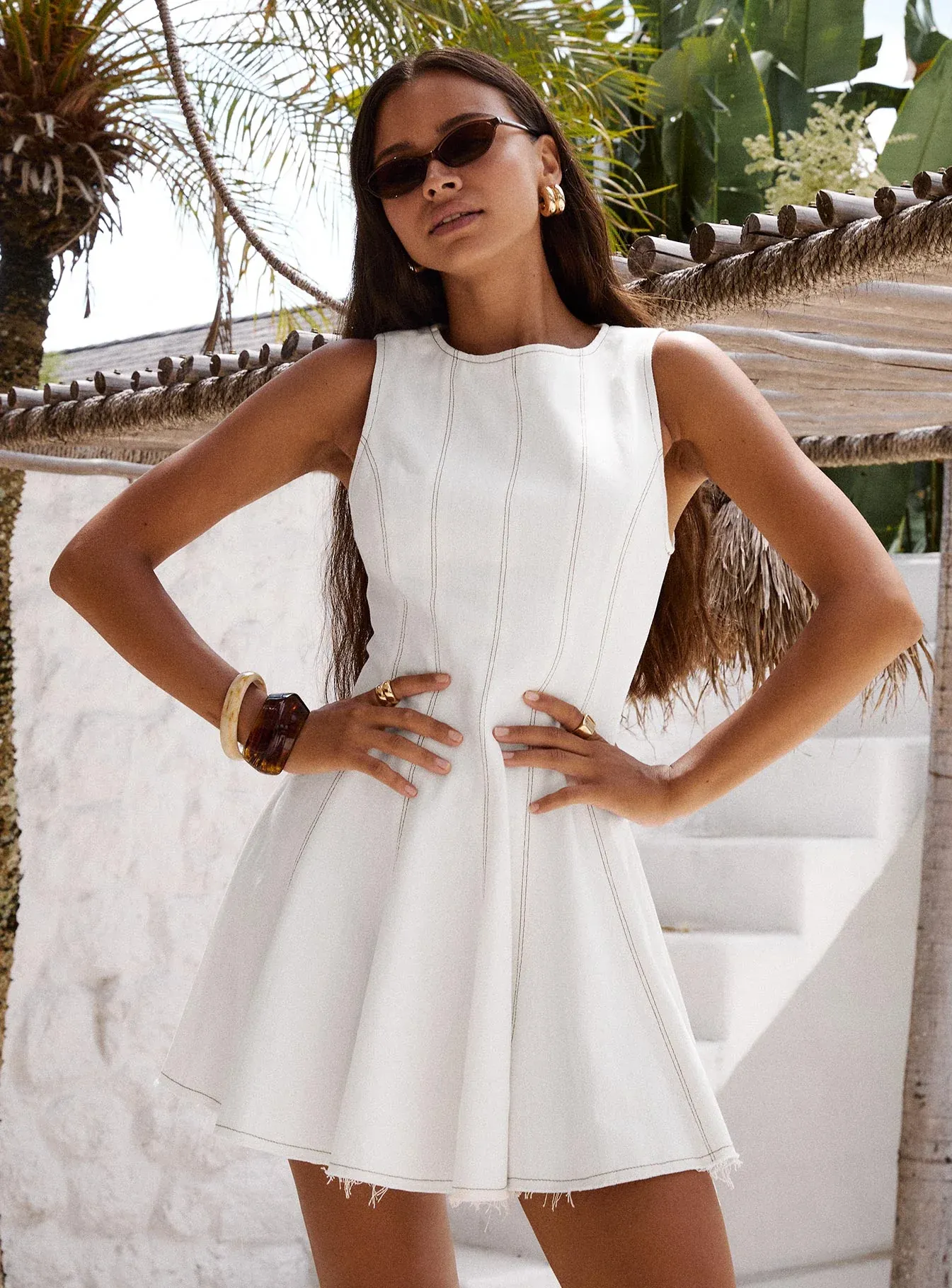 Composure Pleat Mini Dress White