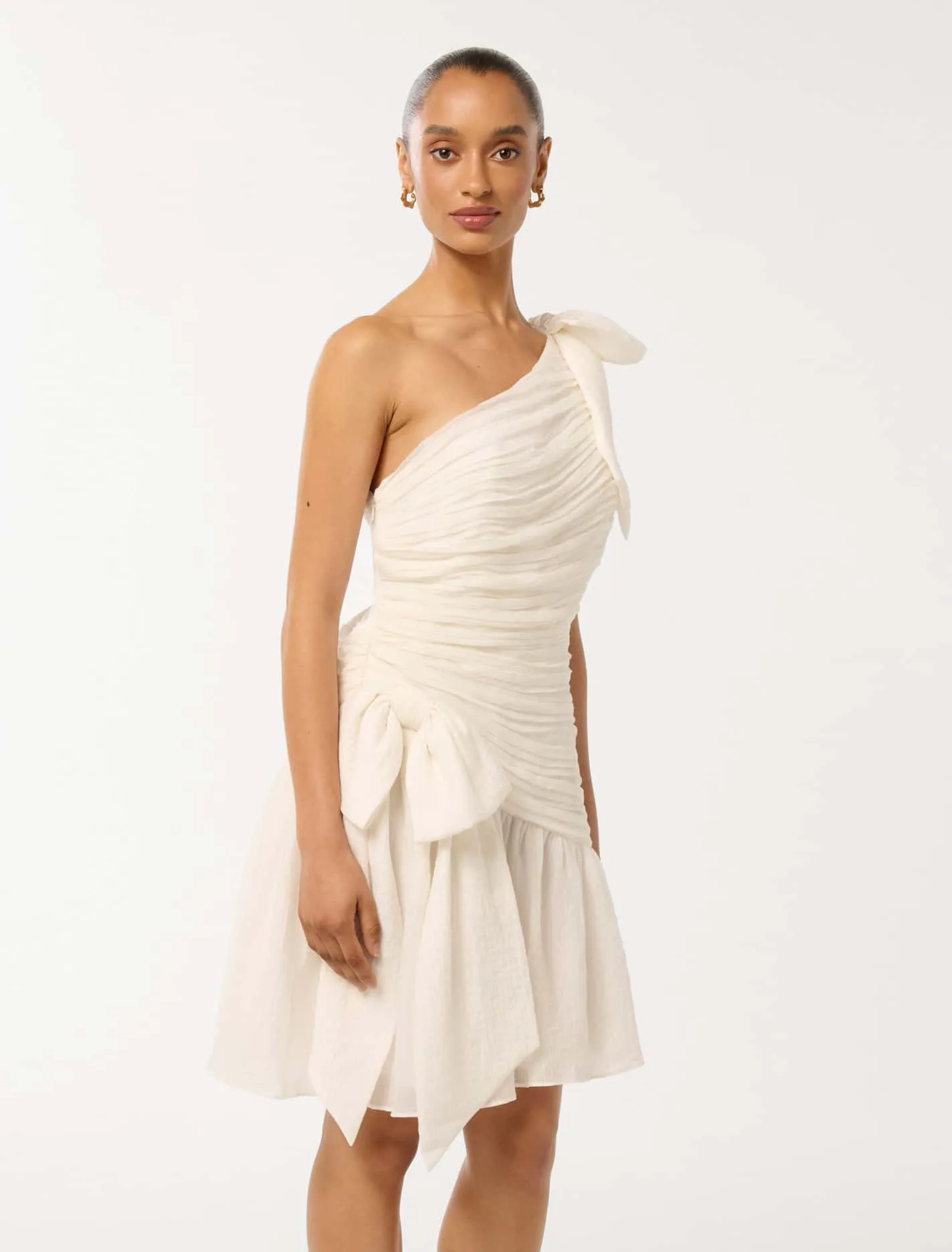Dakota Petite Ruched Bow Mini Dress