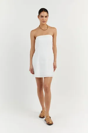 DAPHNE WHITE LINEN MINI DRESS