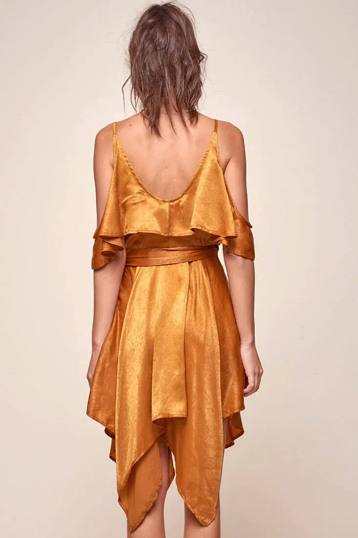 Darby Manhattan Off The Shoulder Dress Tan