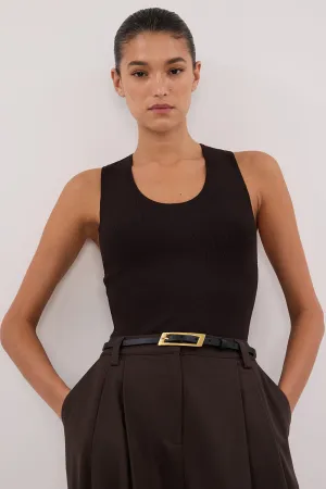 DEVIN BITTER CHOC RACER KNIT TANK