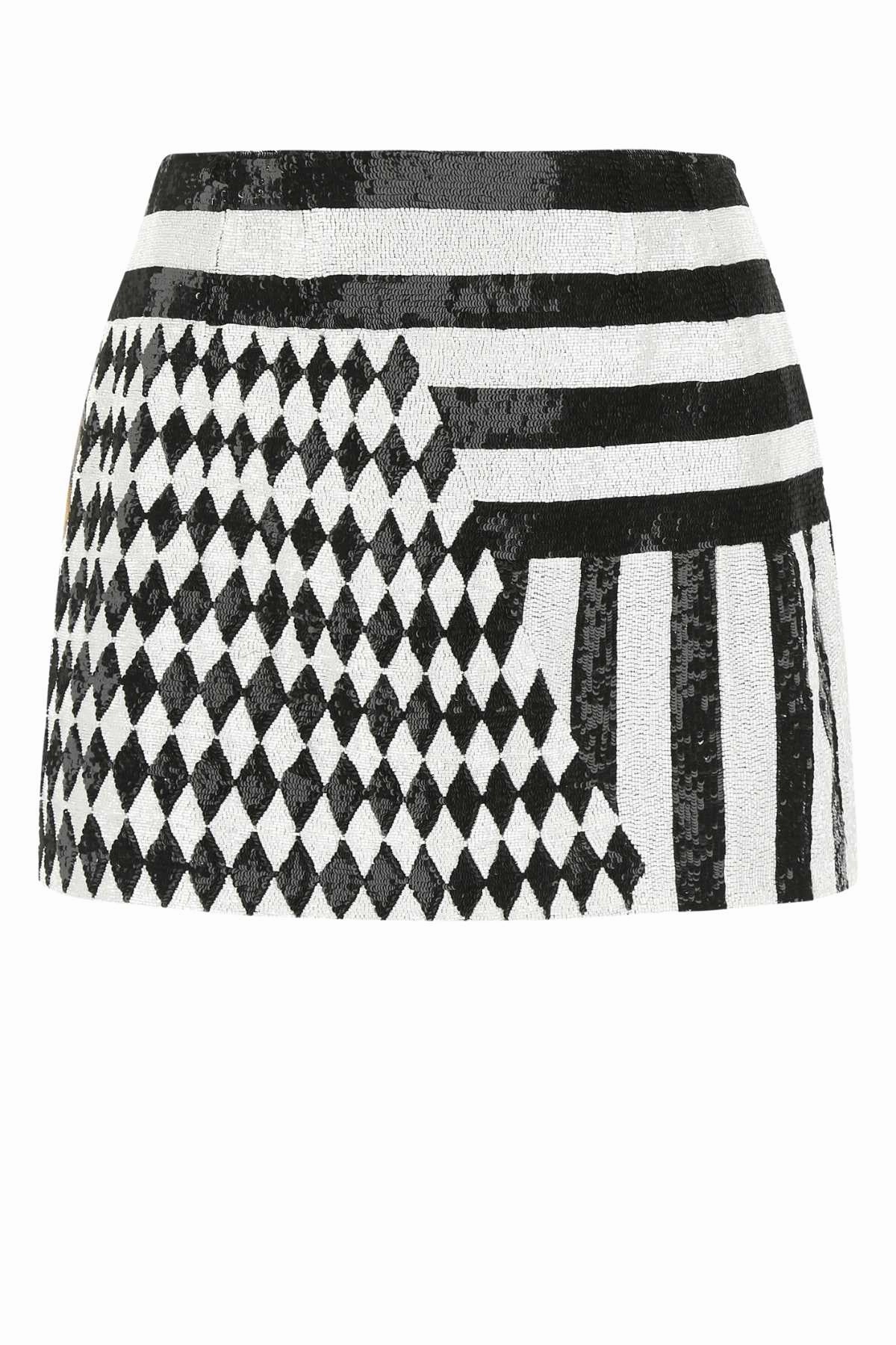 Dolce & Gabbana Embellished Striped Mini Skirt