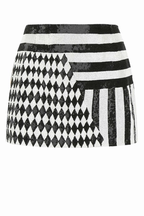 Dolce & Gabbana Embellished Striped Mini Skirt