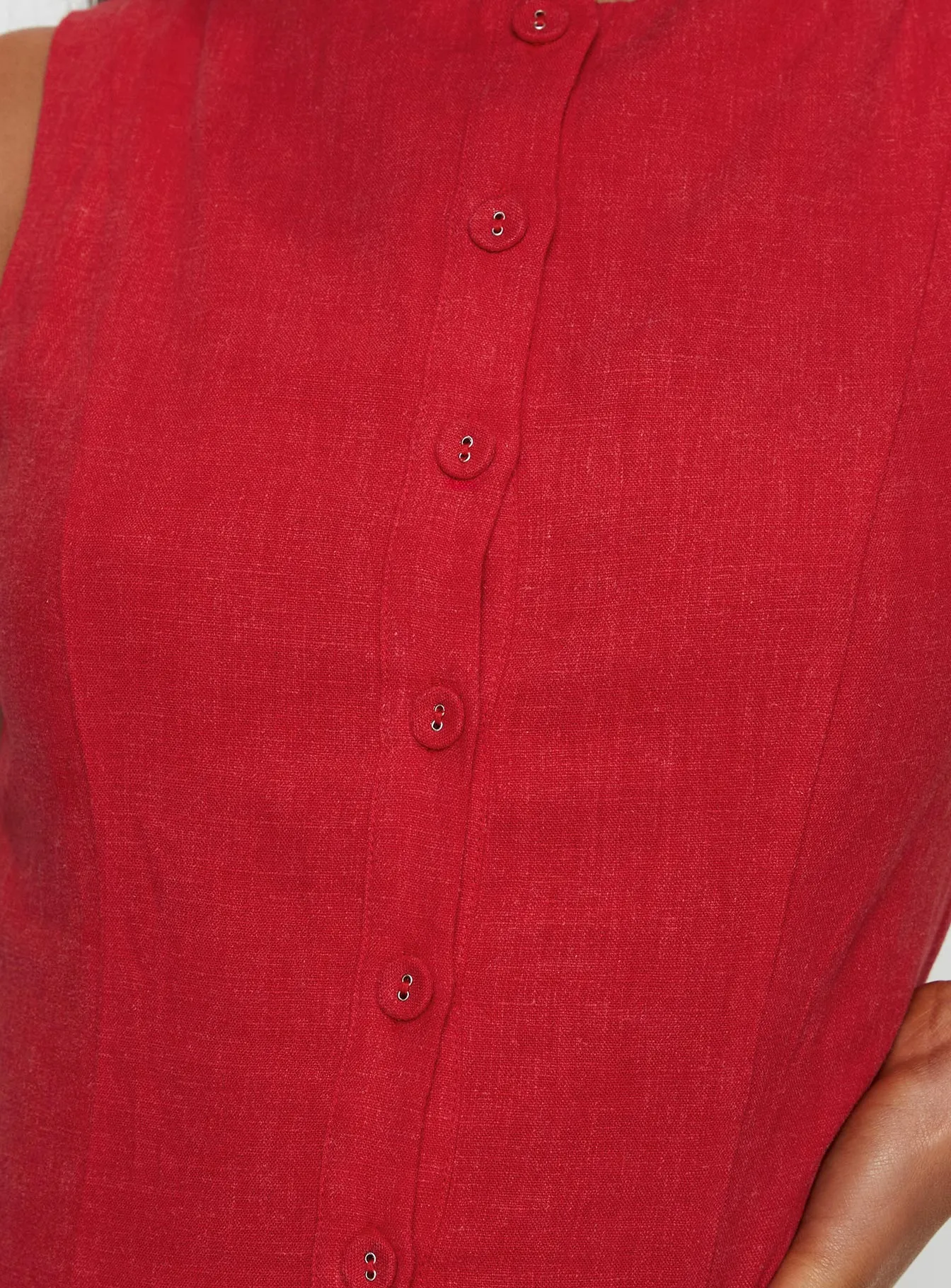 Dollie Linen Mini Dress Red