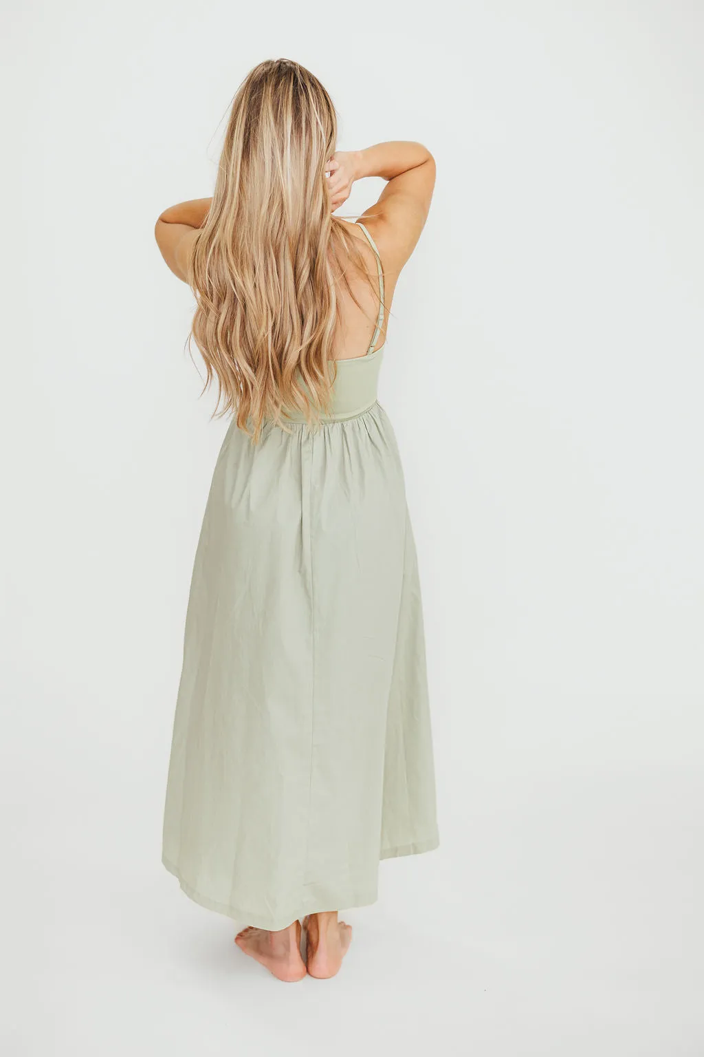 Dorit Everyday Elegance Stretch Top Maxi Dress in Light Sage