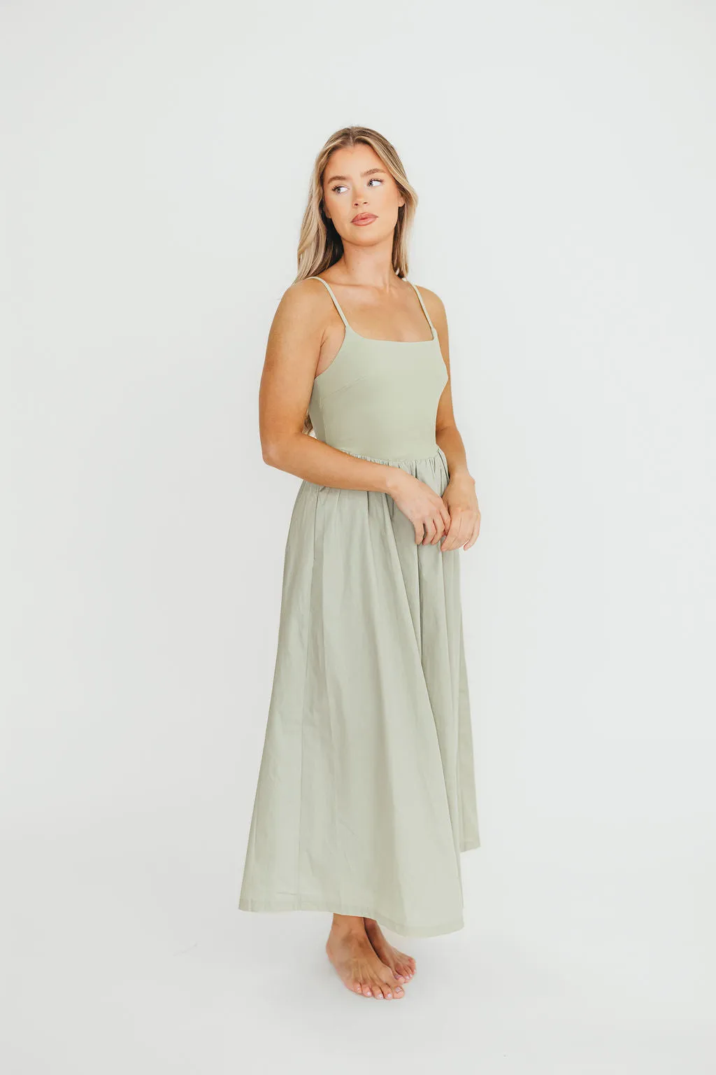 Dorit Everyday Elegance Stretch Top Maxi Dress in Light Sage