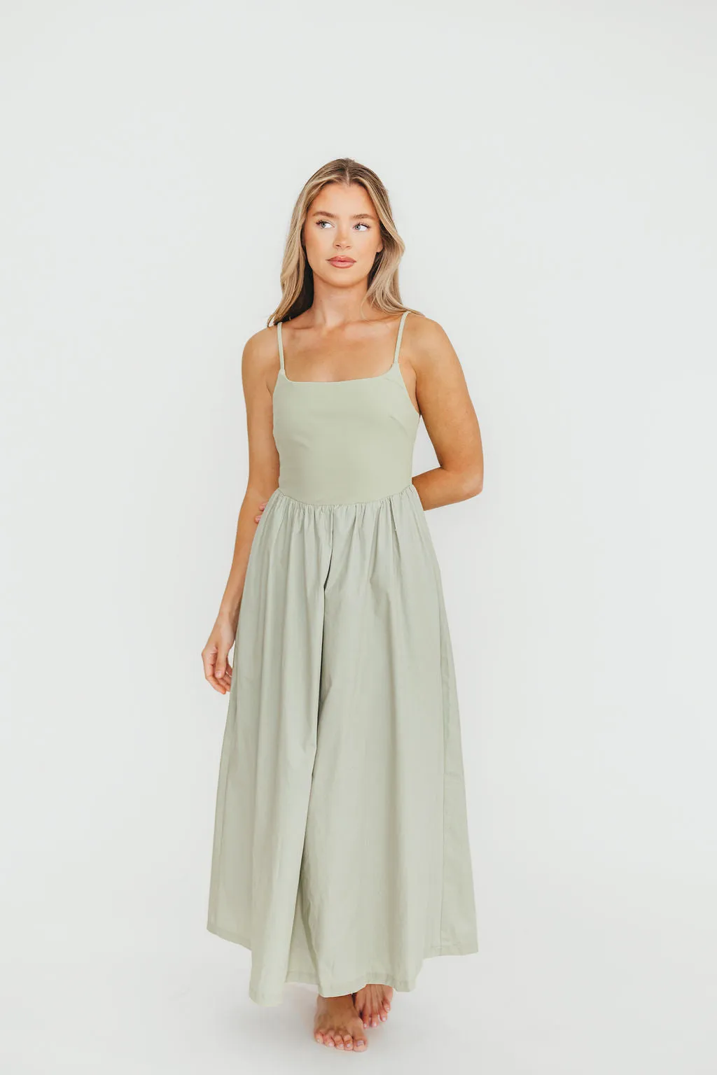 Dorit Everyday Elegance Stretch Top Maxi Dress in Light Sage