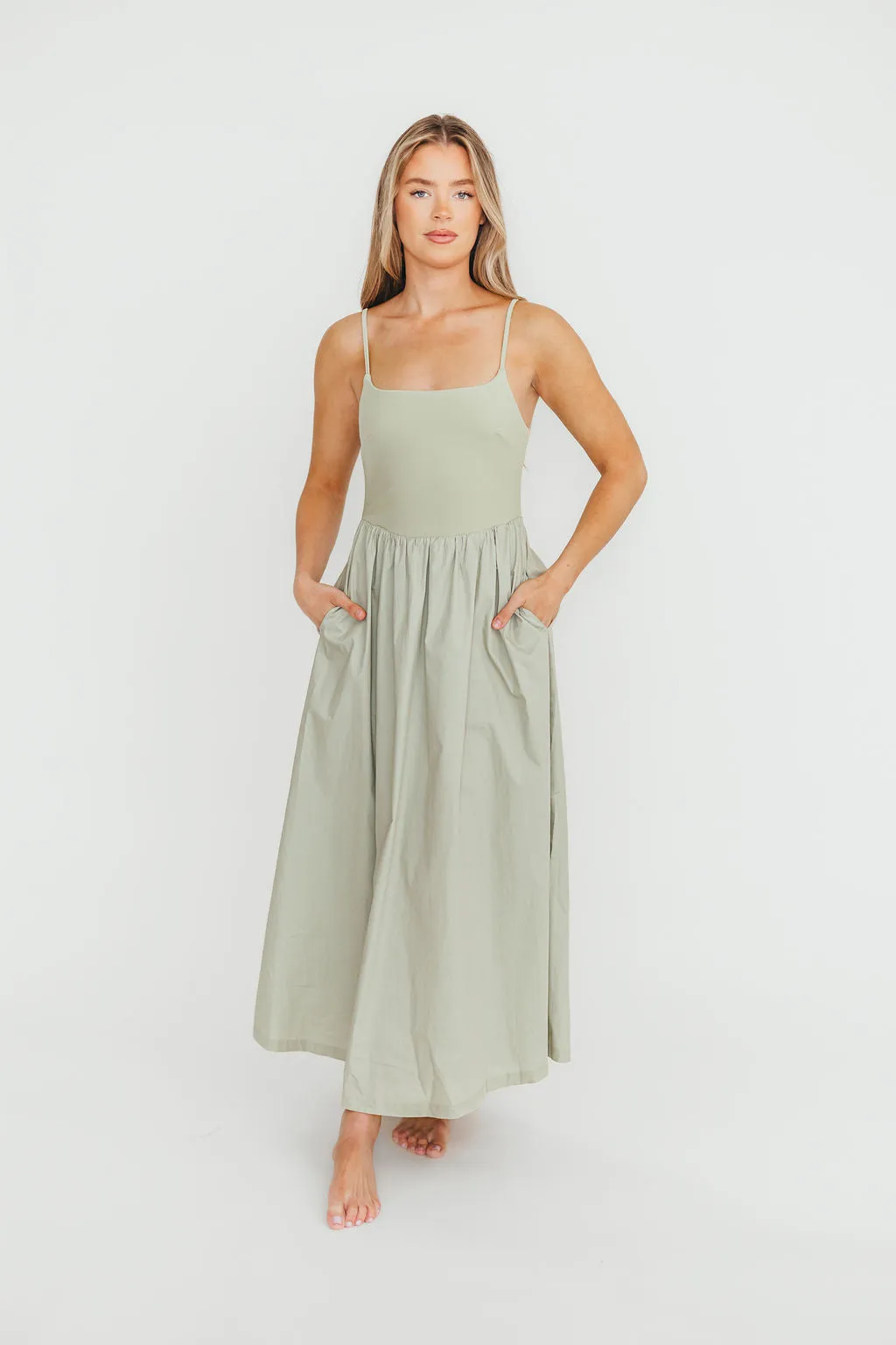 Dorit Everyday Elegance Stretch Top Maxi Dress in Light Sage