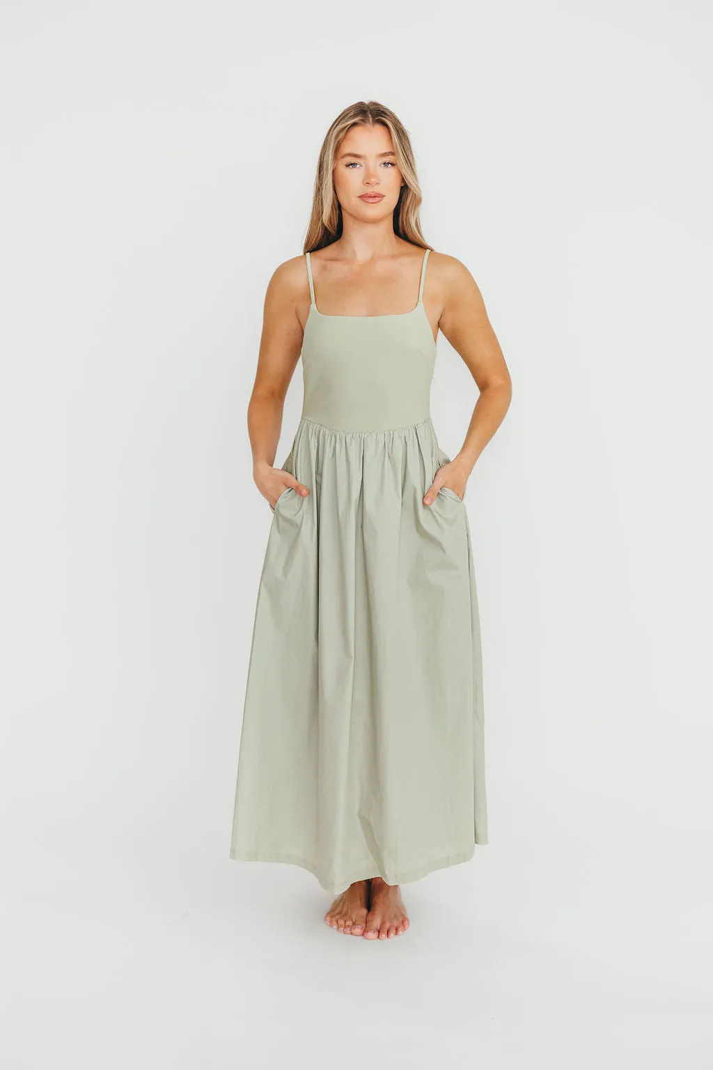 Dorit Everyday Elegance Stretch Top Maxi Dress in Light Sage