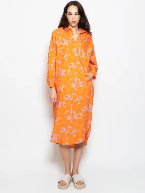 Dress with Orange/Lilac Floral Print