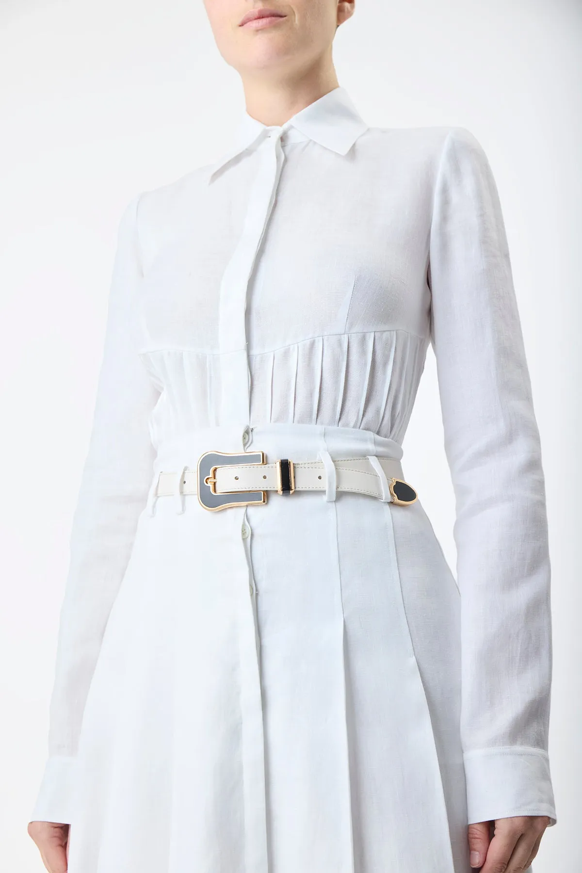 Duff Top in White Aloe Linen