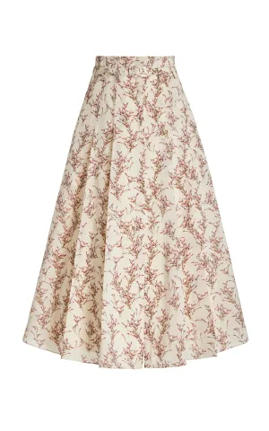 Dugald Pleated Midi Skirt in Ivory Multi Wool
