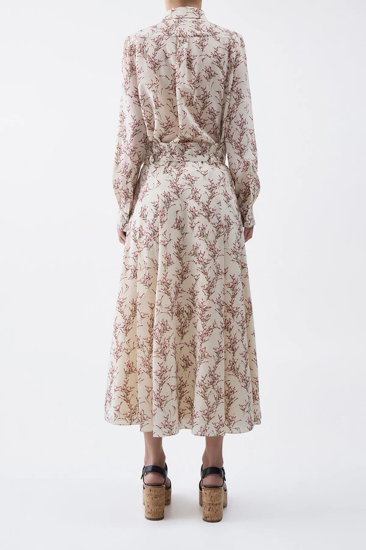 Dugald Pleated Midi Skirt in Ivory Multi Wool