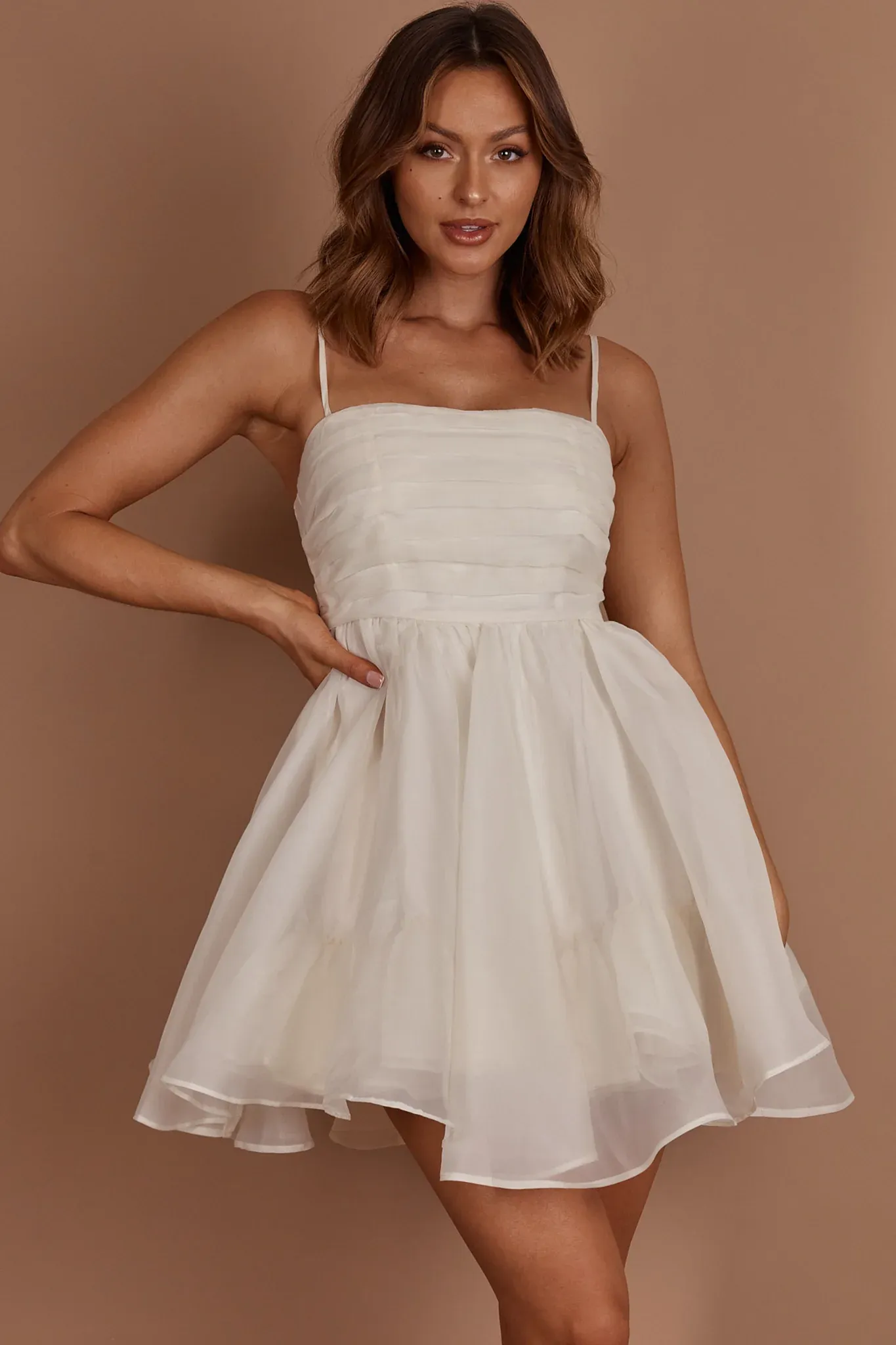 Elyse Pleated Bodice Party Dress Cream