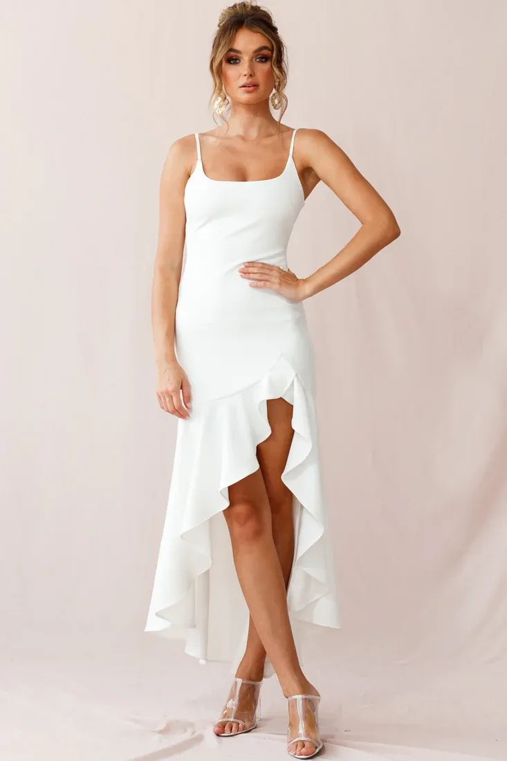 Emoji Asymmetrical Hemline Dress White