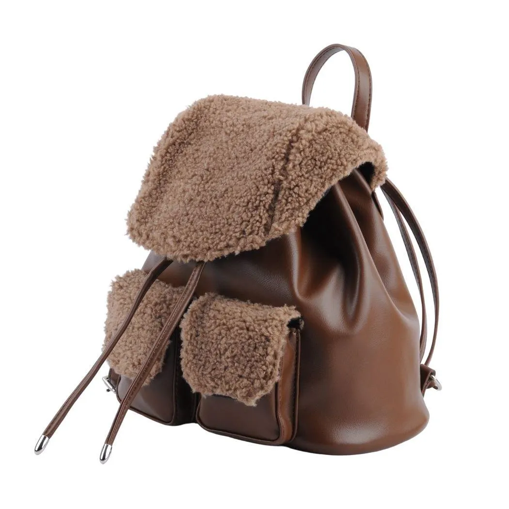 Faux Leather Sherpa Mini Backpack