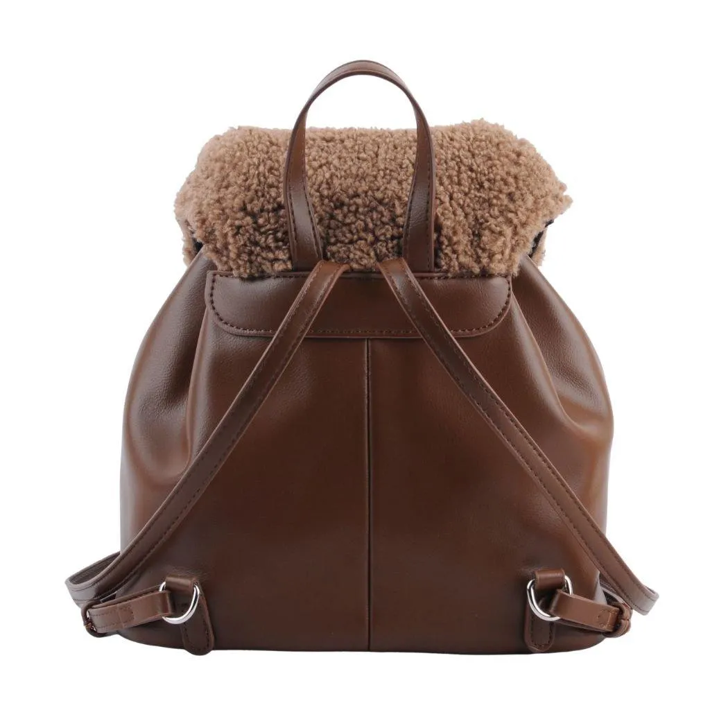 Faux Leather Sherpa Mini Backpack