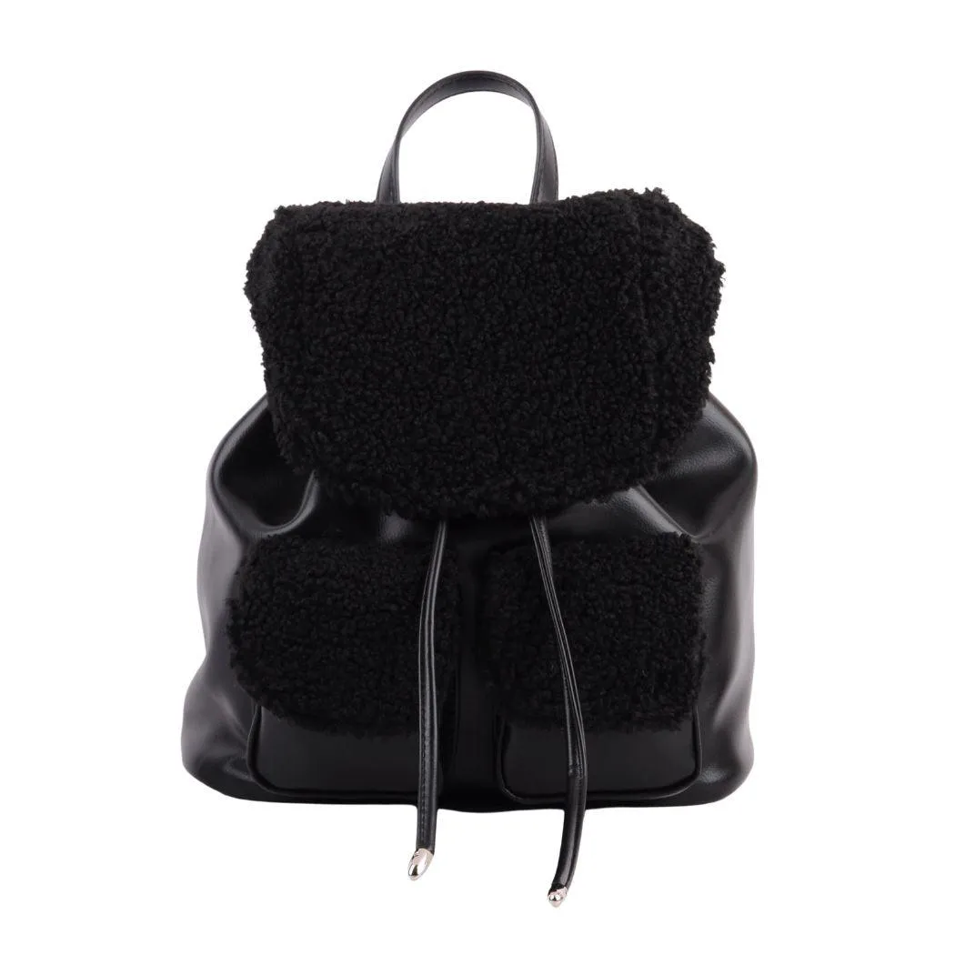 Faux Leather Sherpa Mini Backpack