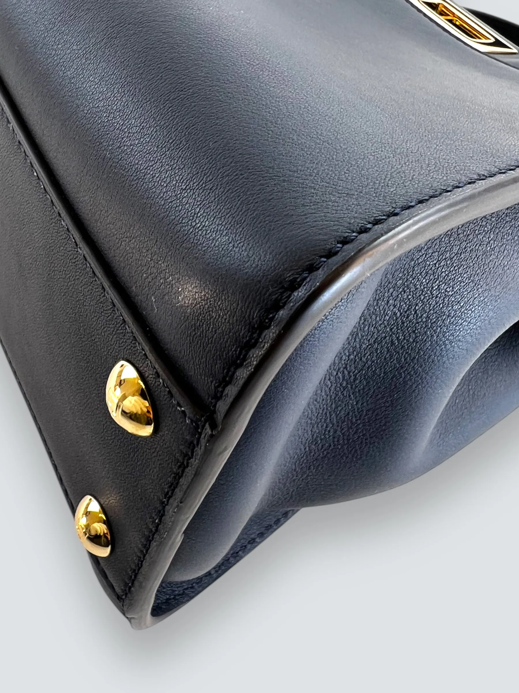 Fendi Navy Leather Mini Peekaboo Handbag