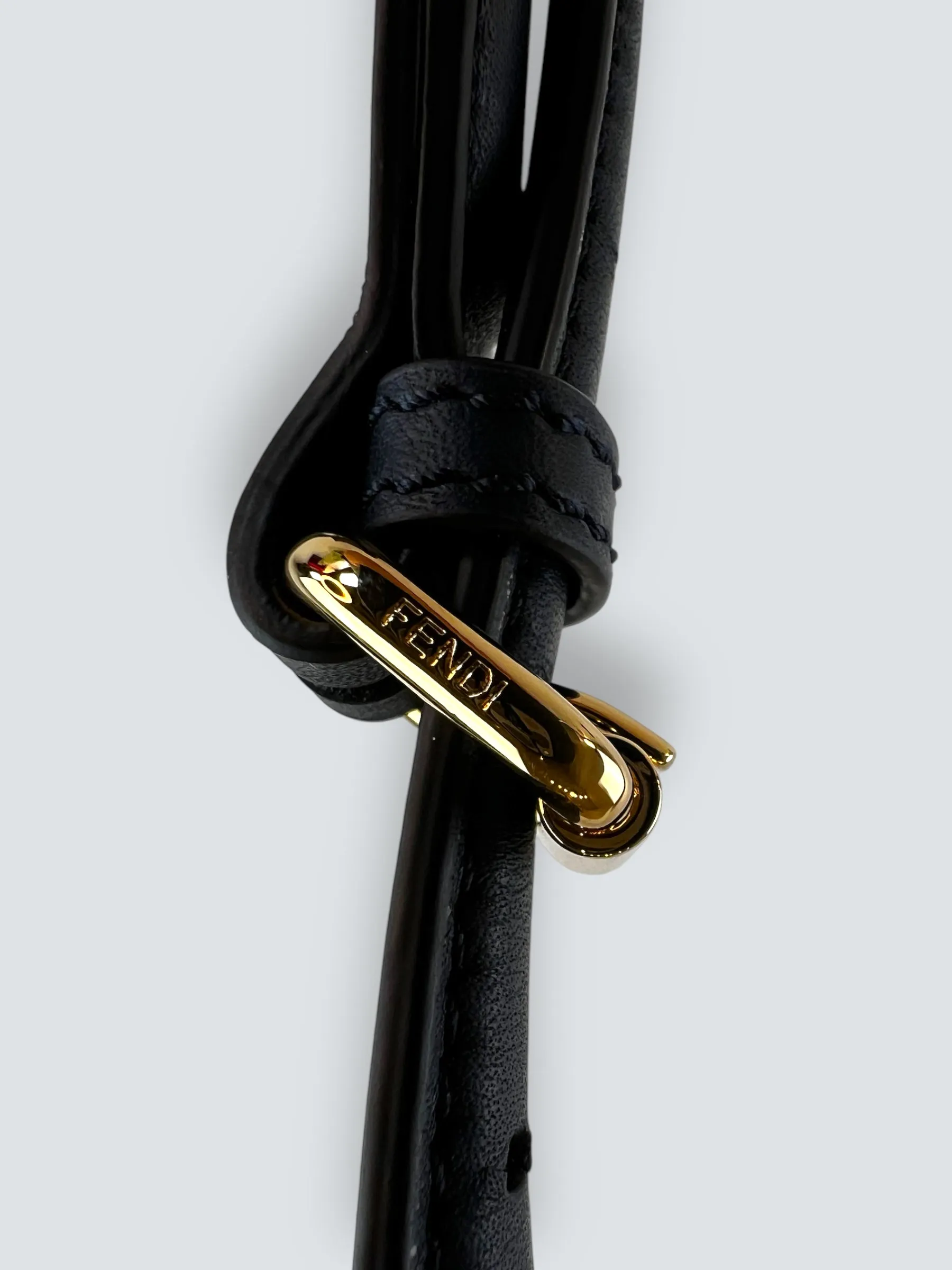 Fendi Navy Leather Mini Peekaboo Handbag