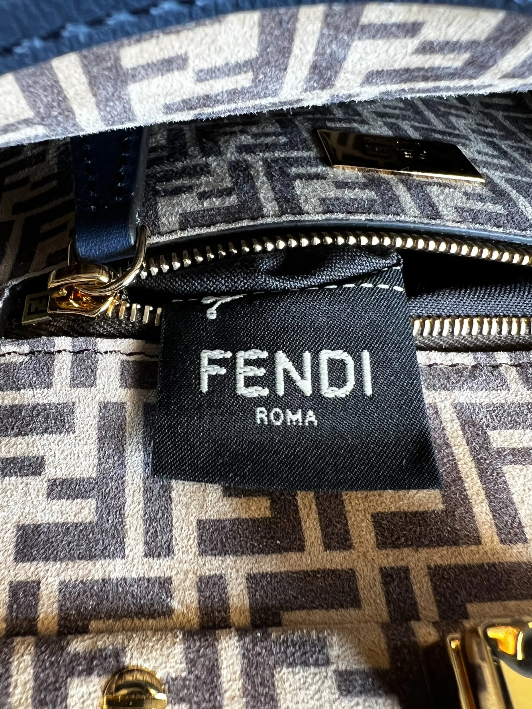 Fendi Navy Leather Mini Peekaboo Handbag