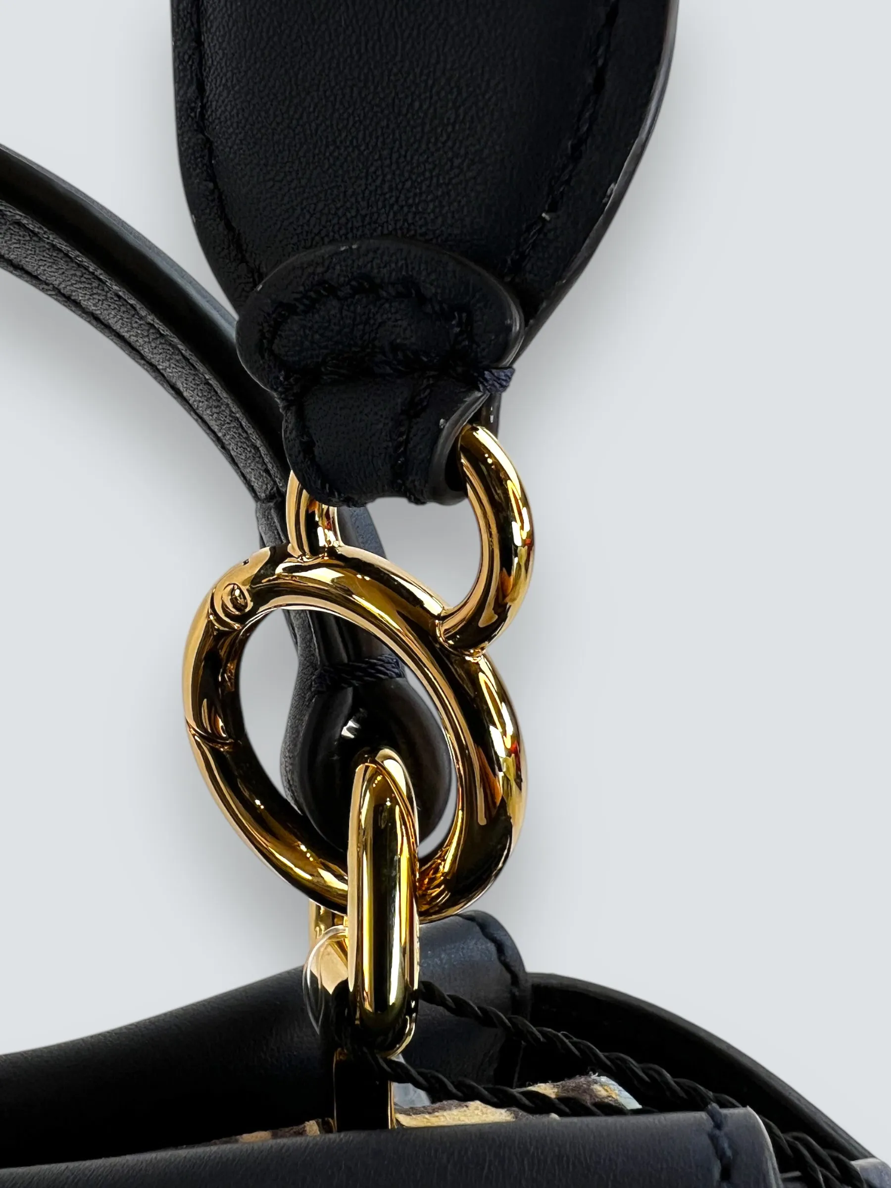 Fendi Navy Leather Mini Peekaboo Handbag